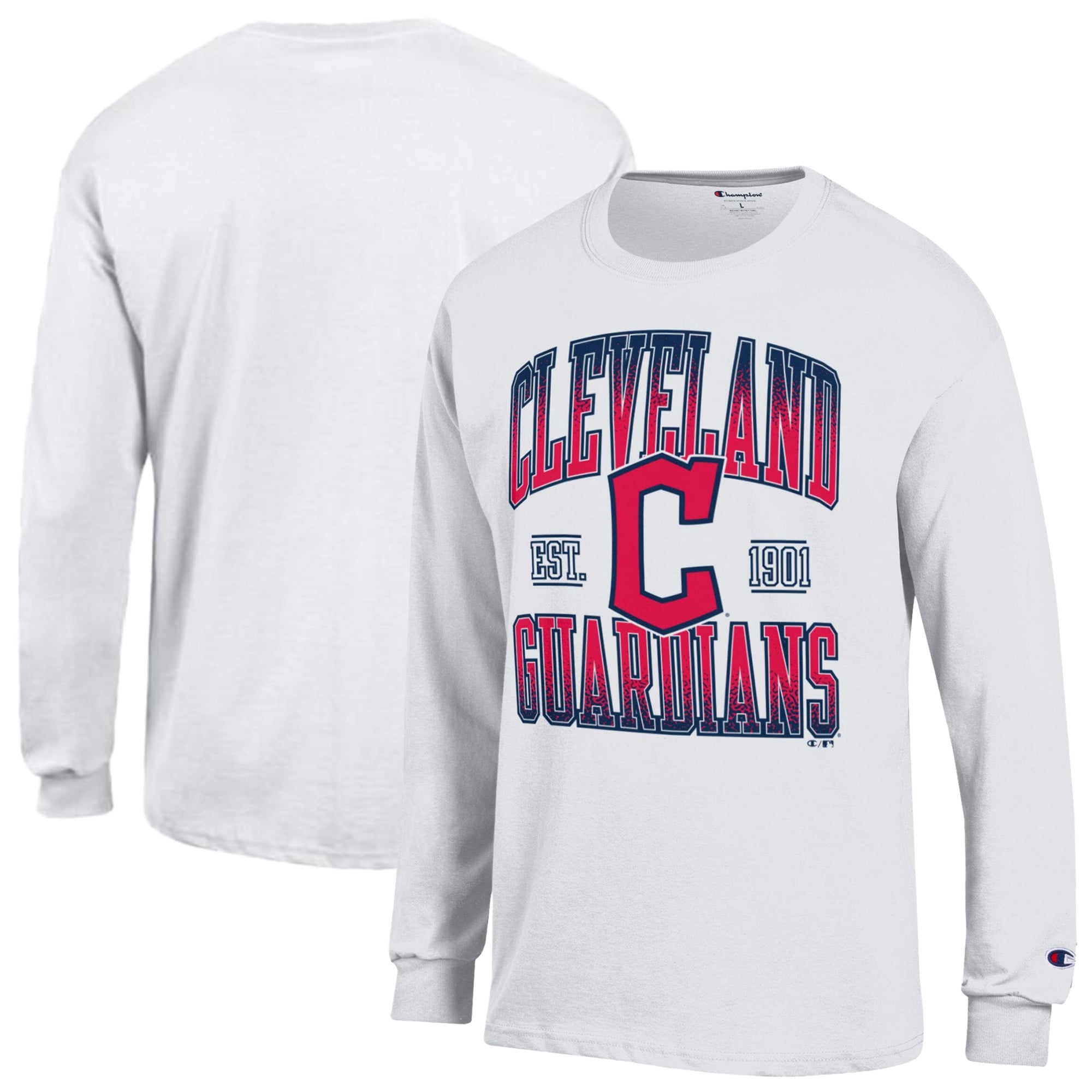 Men's Champion White Cleveland Guardians Jersey Long Sleeve T-Shirt