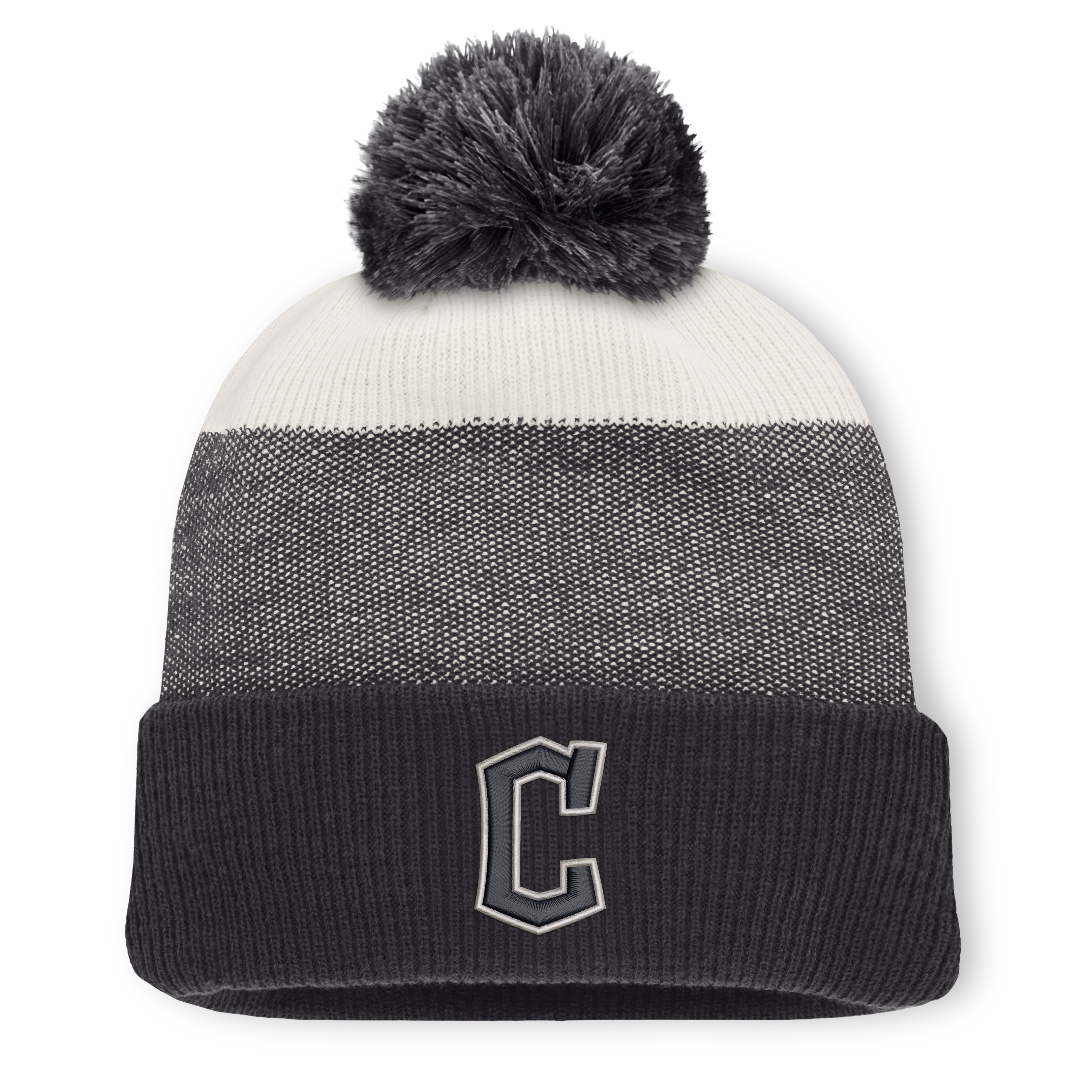 Men's Fanatics Charcoal/Gray Cleveland Guardians Cuffed Knit Hat with Pom