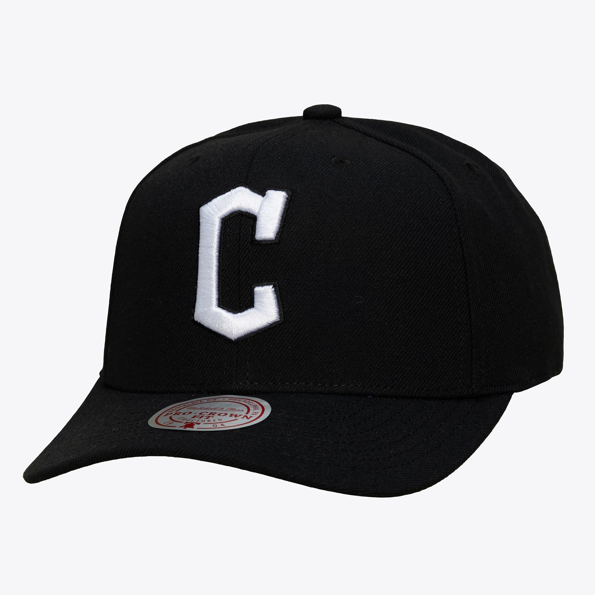 Casquette snapback Mitchell & Ness Pro Crown noire et blanche Cleveland Guardians pour homme