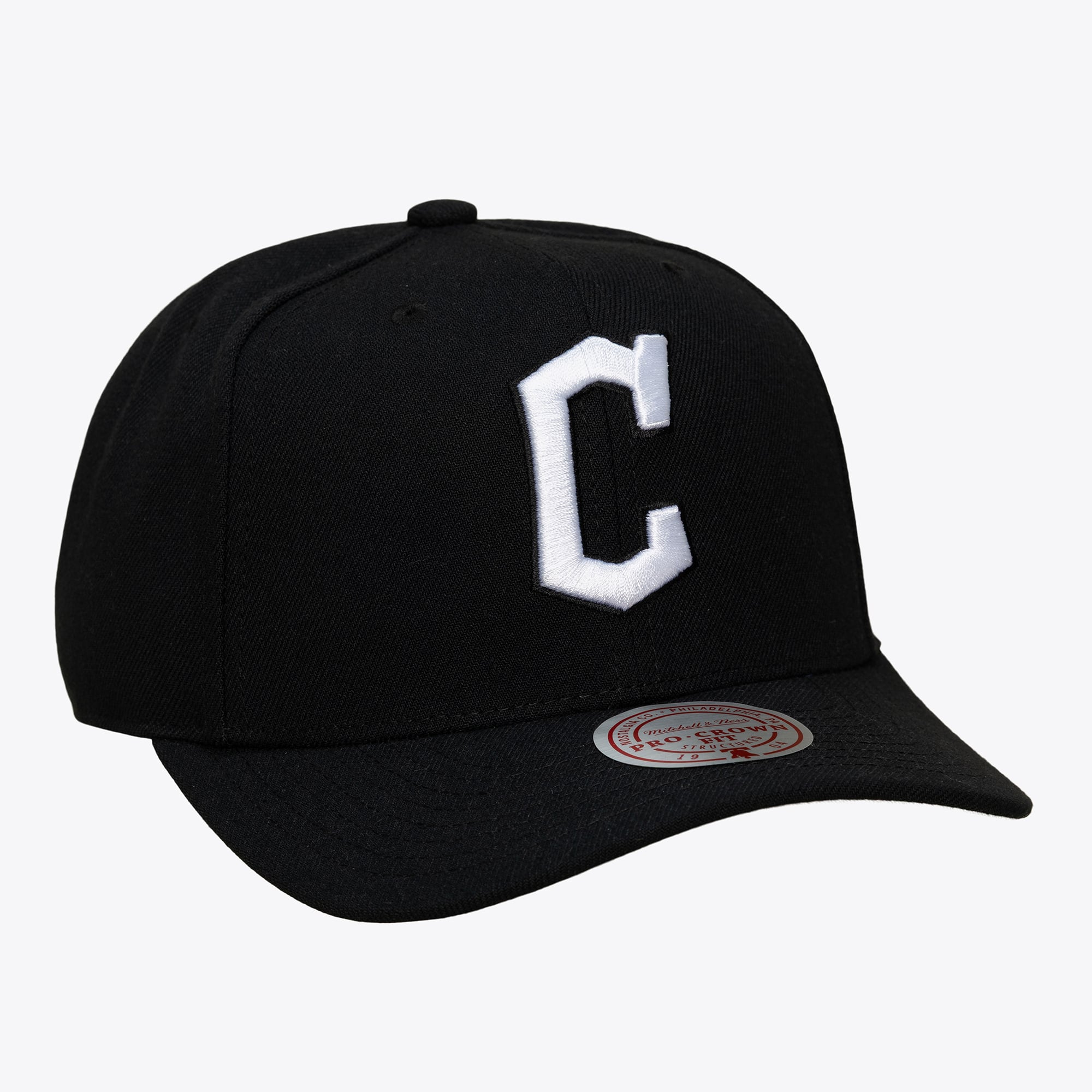 Casquette snapback Mitchell & Ness Pro Crown noire et blanche Cleveland Guardians pour homme