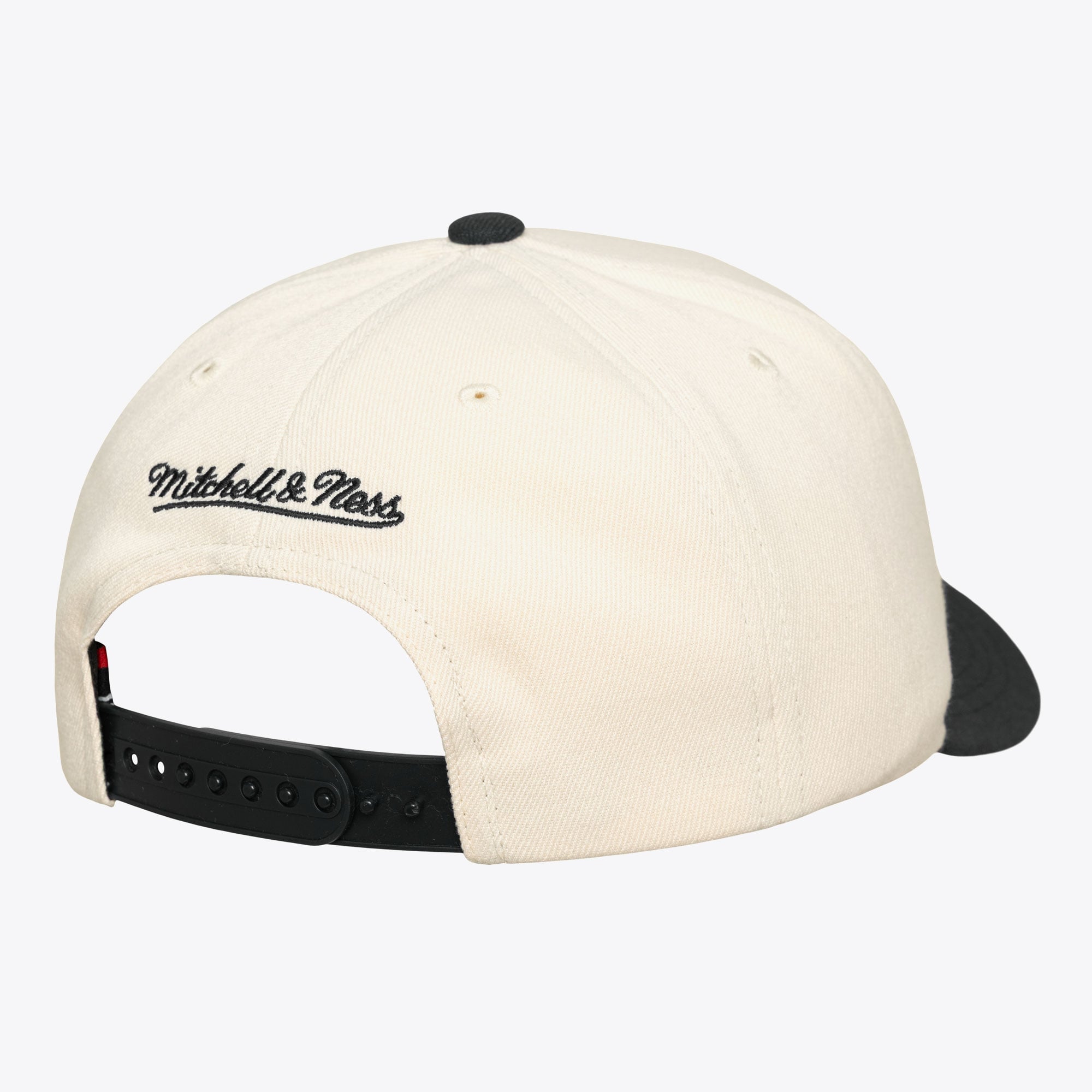 Men's Mitchell & Ness Cream/Black Cleveland Guardians Flawless Stretch Snapback Hat