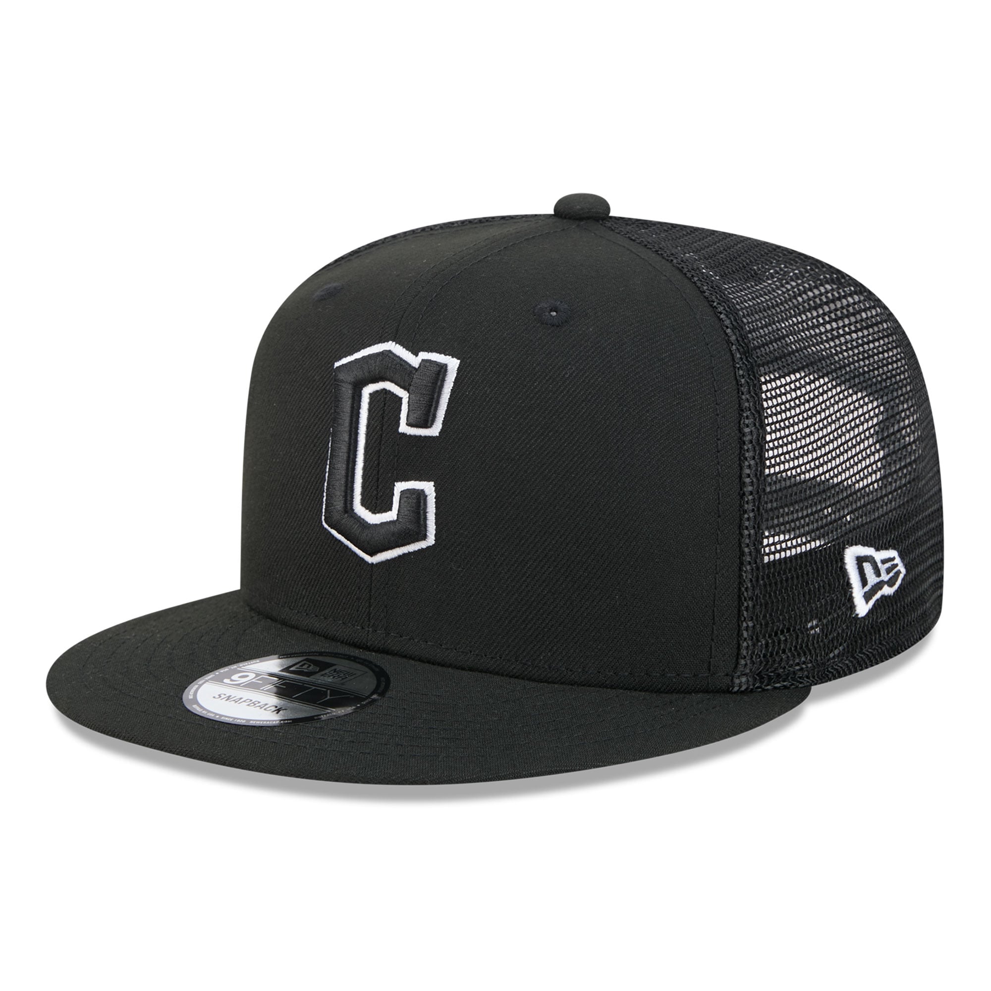 Casquette trucker ajustable New Era 9FIFTY Cleveland Guardians noire pour homme