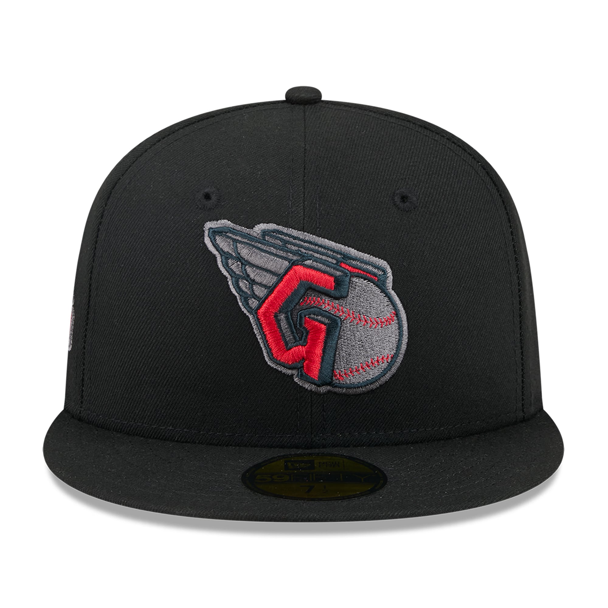 Casquette ajustée New Era 59FIFTY pour homme, noire, Cleveland Guardians, coloris pop.
