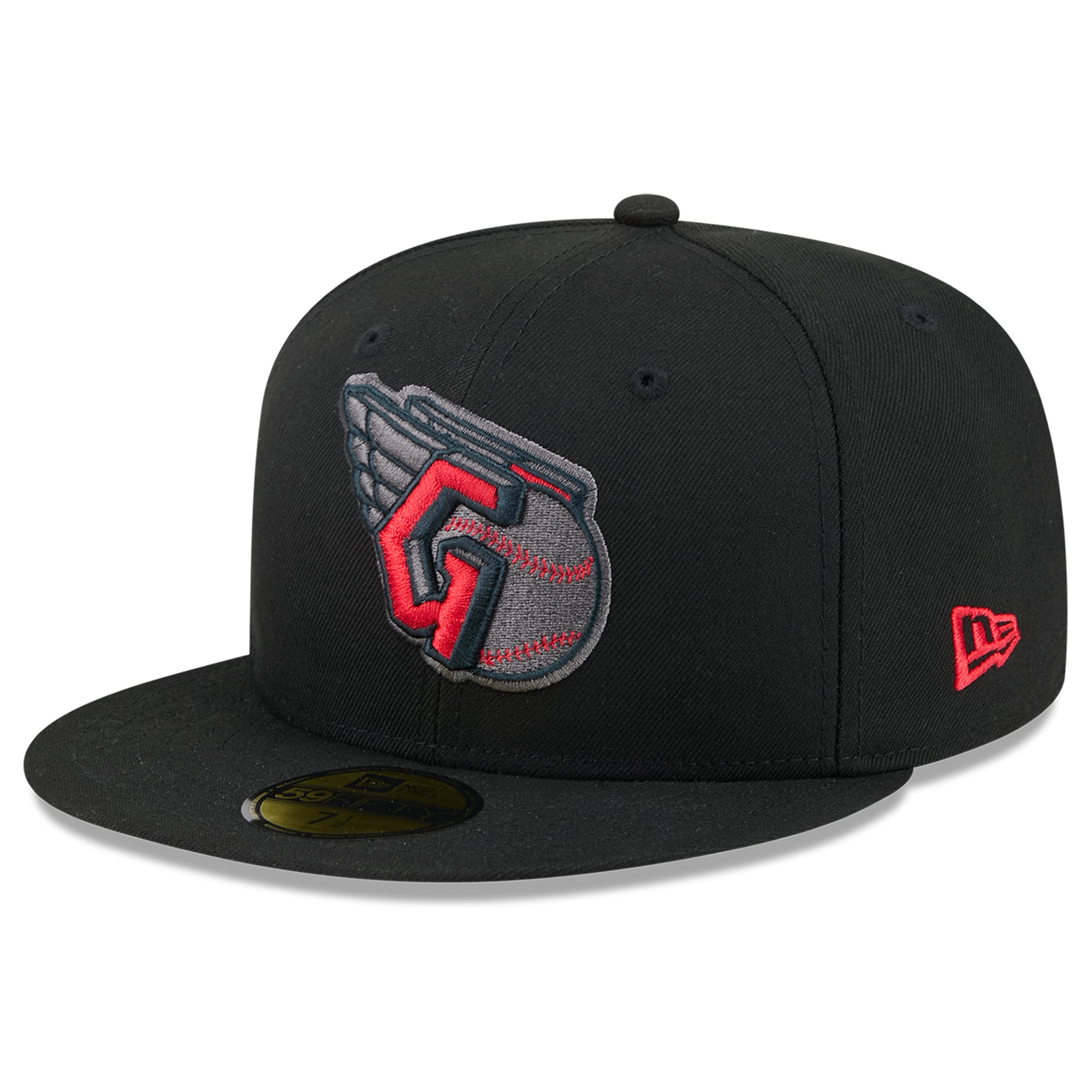 Casquette ajustée New Era 59FIFTY pour homme, noire, Cleveland Guardians, coloris pop.