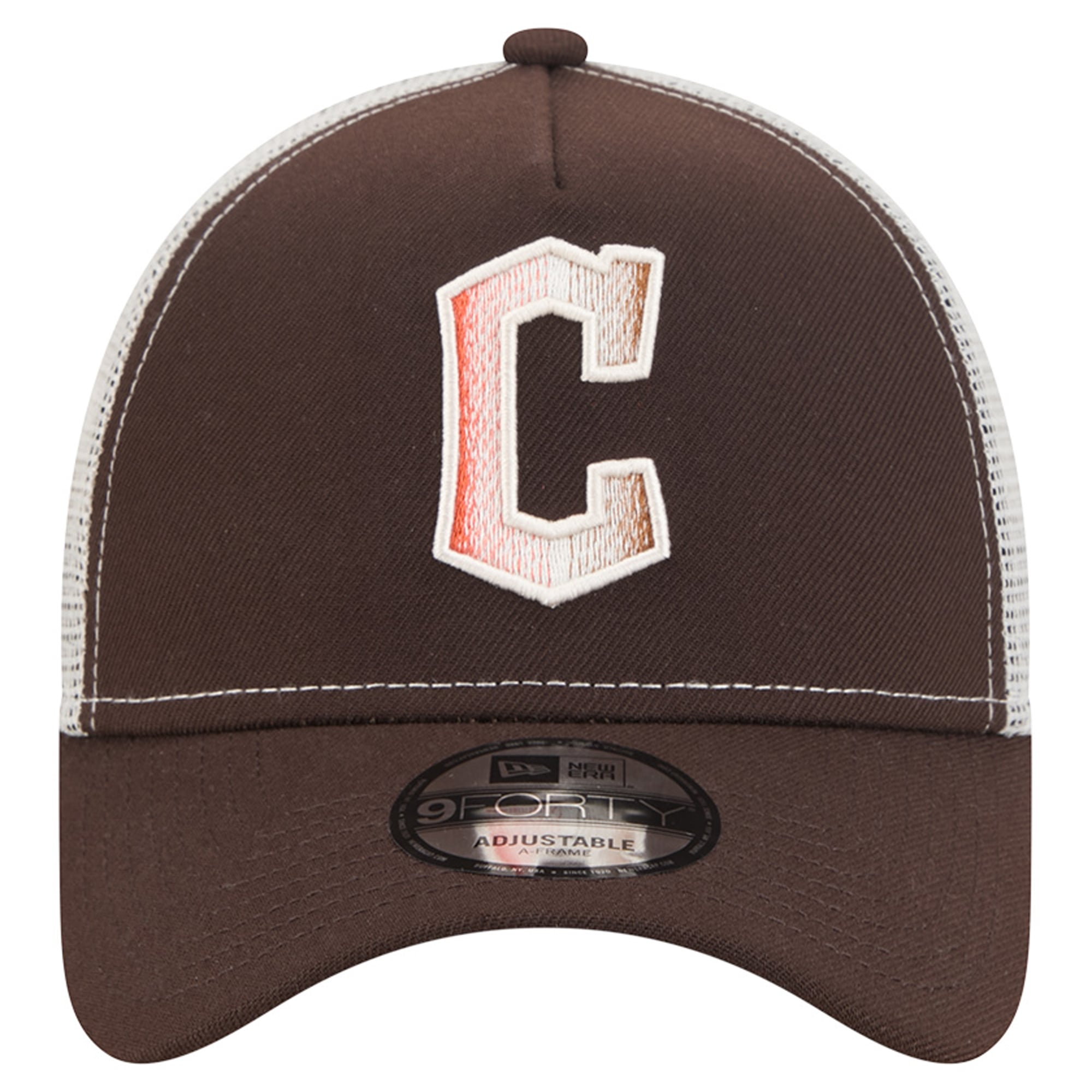 Casquette trucker ajustable New Era Cleveland Guardians marron à motif citrouille épicée 9FORTY pour homme