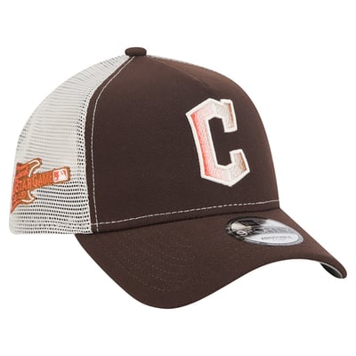 Cleveland Guardians New Era Pumpkin Spice A-Frame 9FORTY Adjustable Trucker Hat - Brown