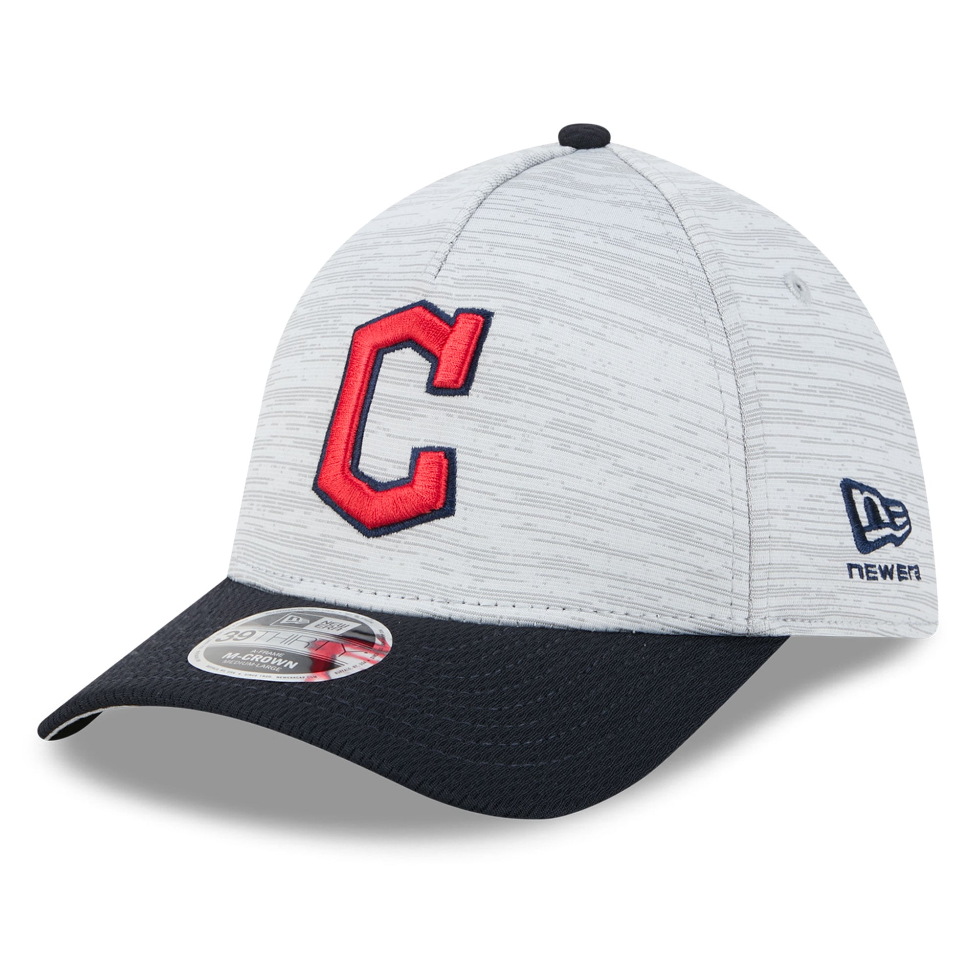 Men's New Era  Gray/Navy Cleveland Guardians Tech 39THIRTY A-Frame Flex Hat