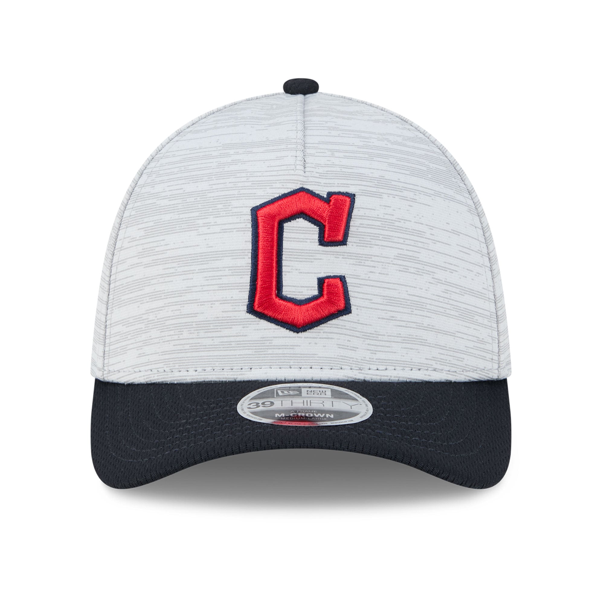 Men's New Era  Gray/Navy Cleveland Guardians Tech 39THIRTY A-Frame Flex Hat