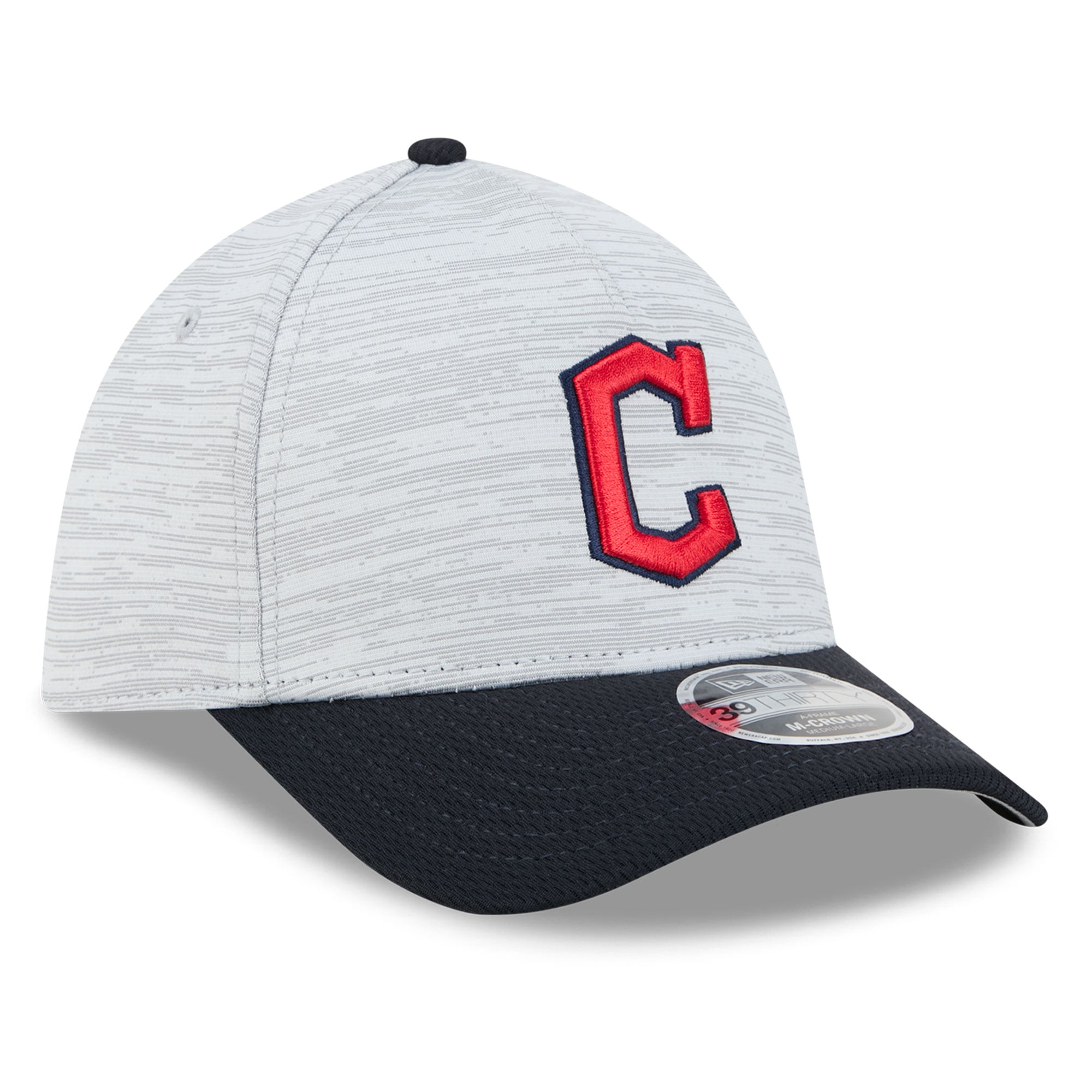 Men's New Era  Gray/Navy Cleveland Guardians Tech 39THIRTY A-Frame Flex Hat