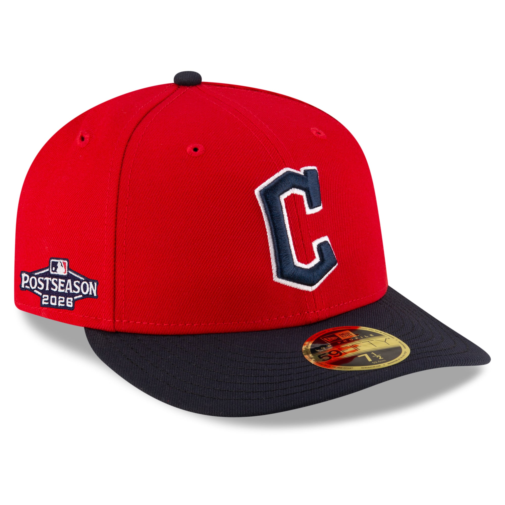 Casquette ajustée New Era 59FIFTY pour homme, rouge/marine, Cleveland Guardians, 2026 MLB, écusson latéral, profil bas