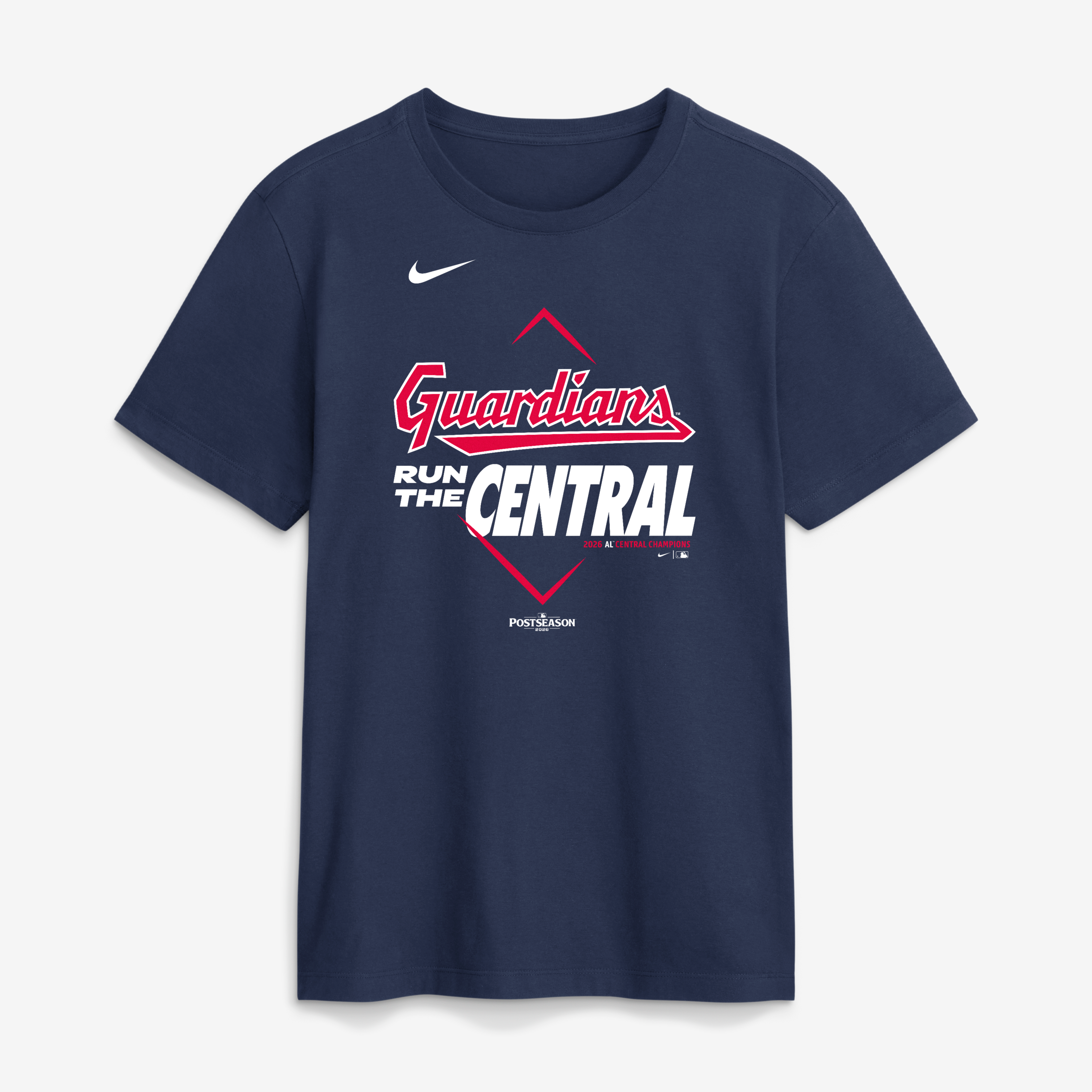 T-shirt Nike bleu marine pour homme, Cleveland Guardians, champions de la division centrale l'AL 2026