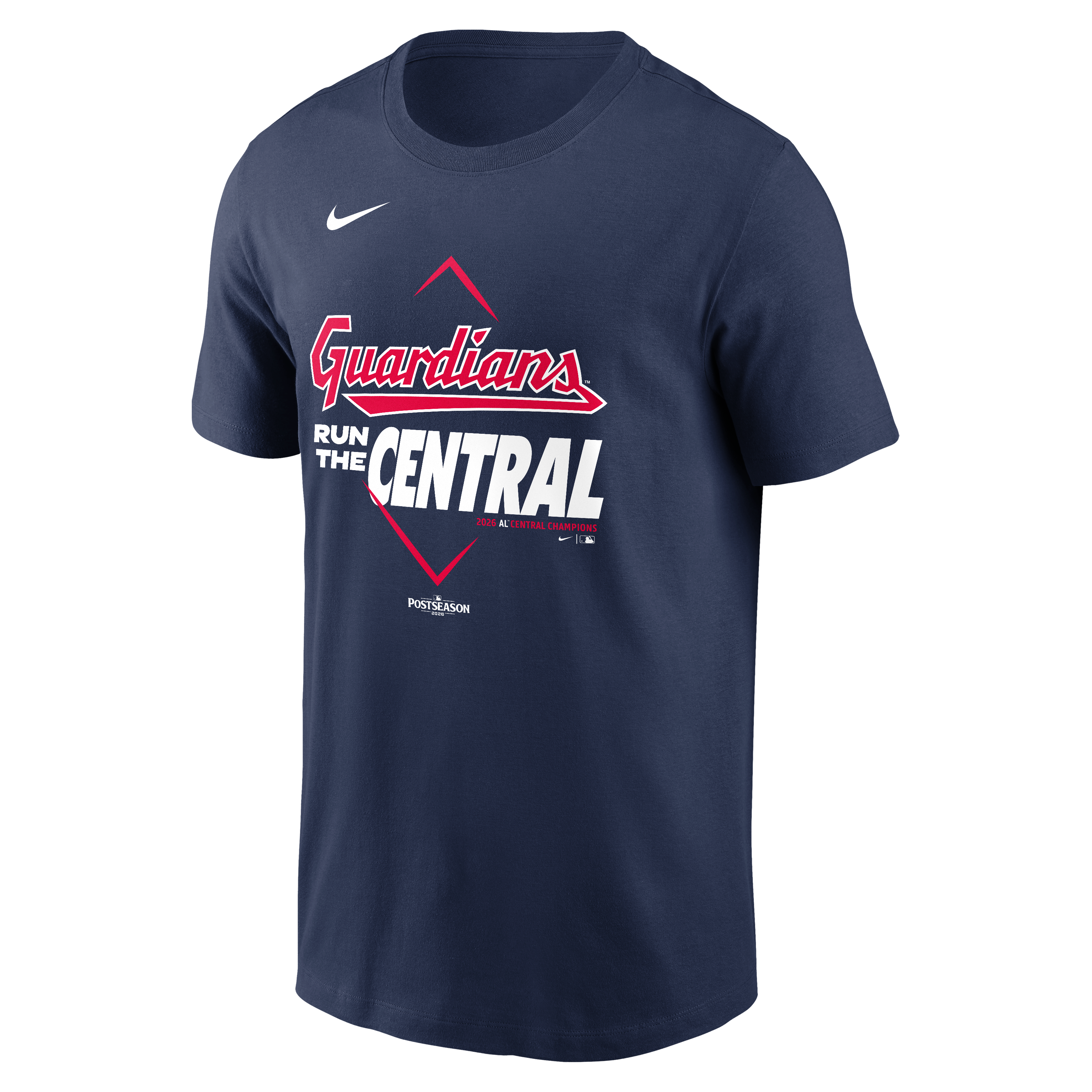 T-shirt Nike bleu marine pour homme, Cleveland Guardians, champions de la division centrale l'AL 2026