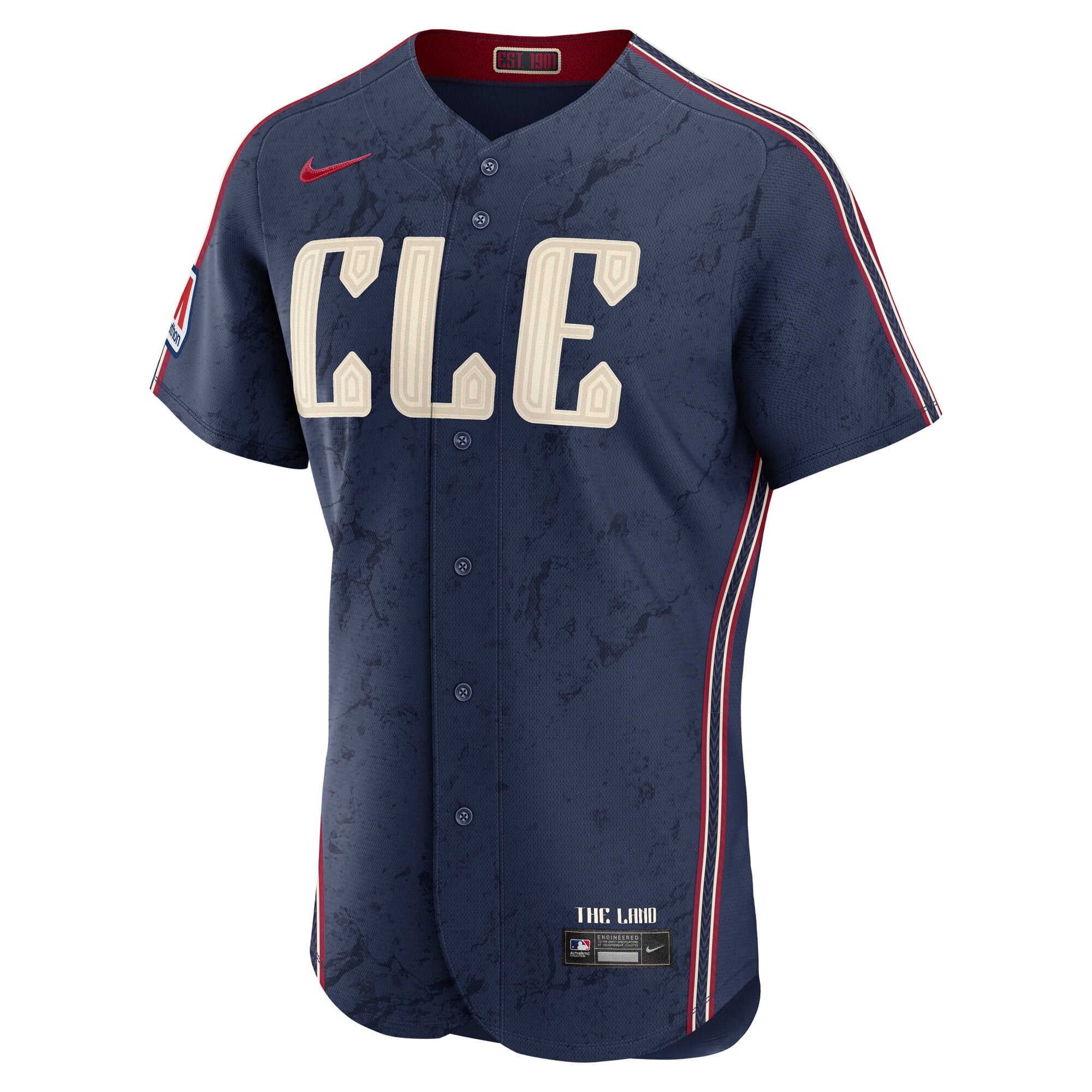 Men's Nike Navy Cleveland Guardians City Connect Authentic Sponsor Patch Jersey