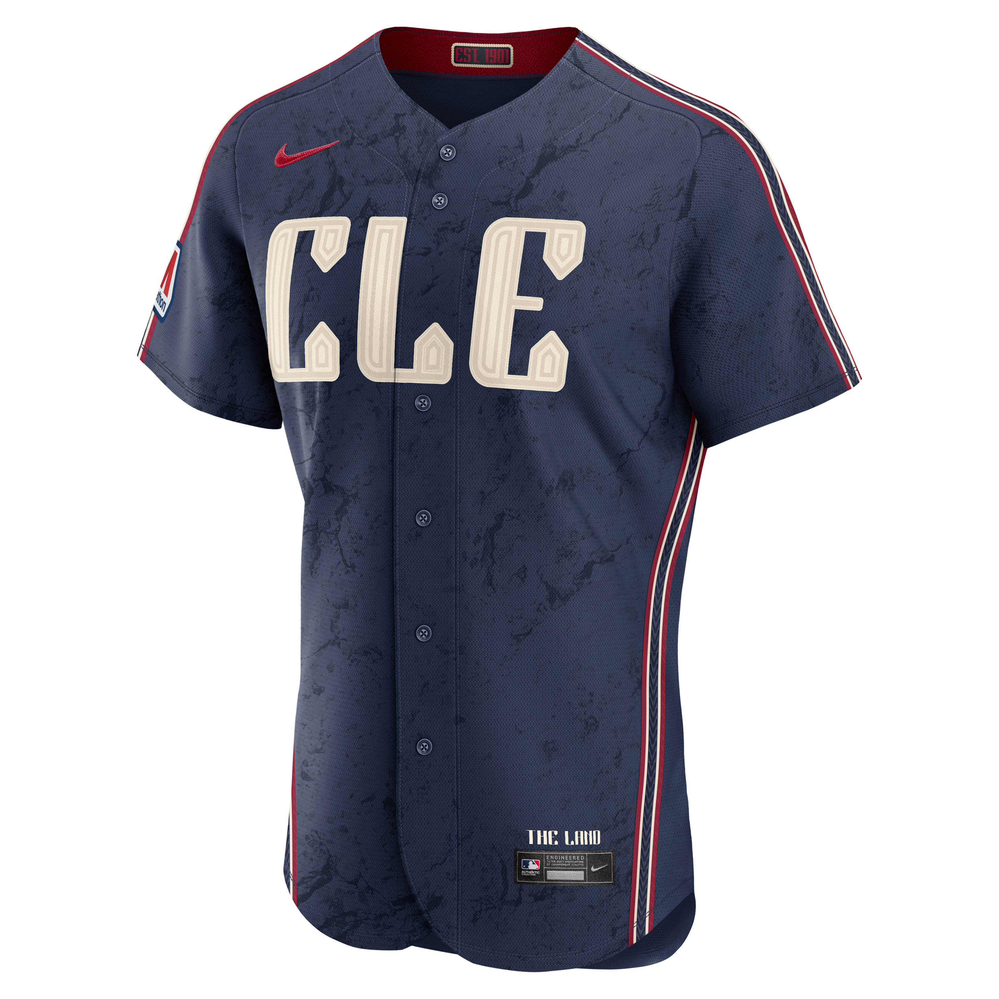 Men's Nike Navy José Ramírez Cleveland Guardians City Connect Authentic Sponsor Patch Jersey