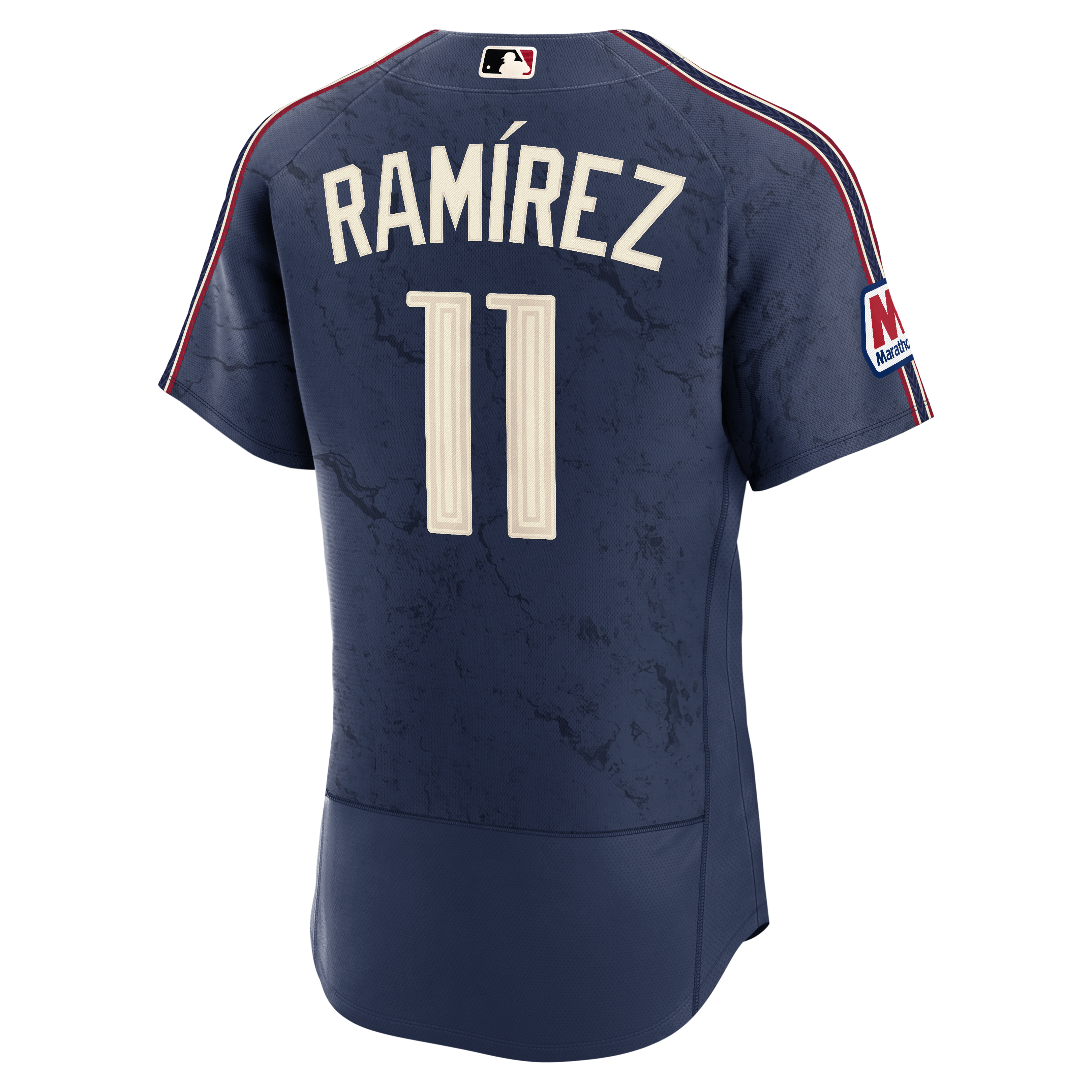 Men's Nike Navy José Ramírez Cleveland Guardians City Connect Authentic Sponsor Patch Jersey