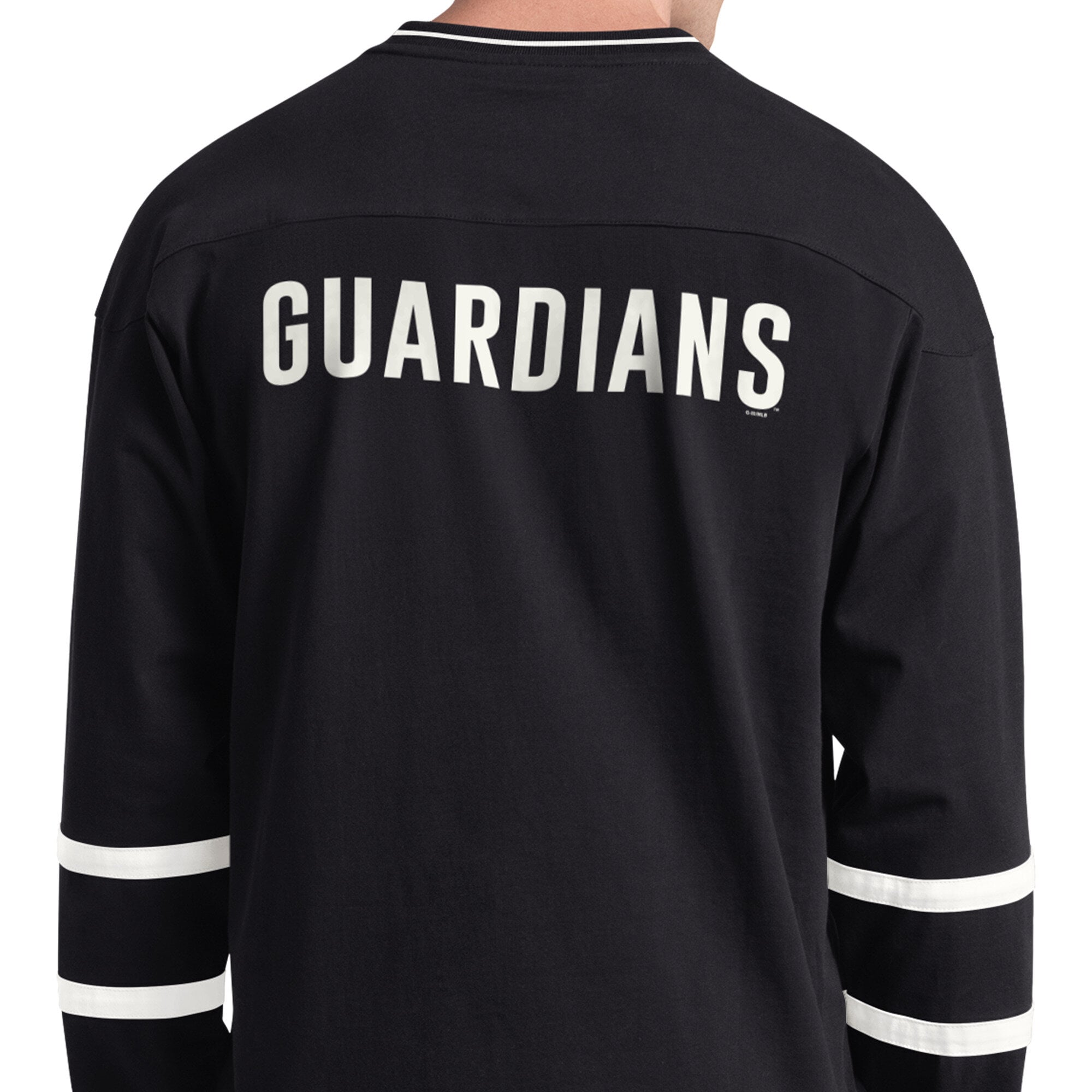 T-shirt à manches longues et col en V Starter Black Cleveland Guardians pour homme