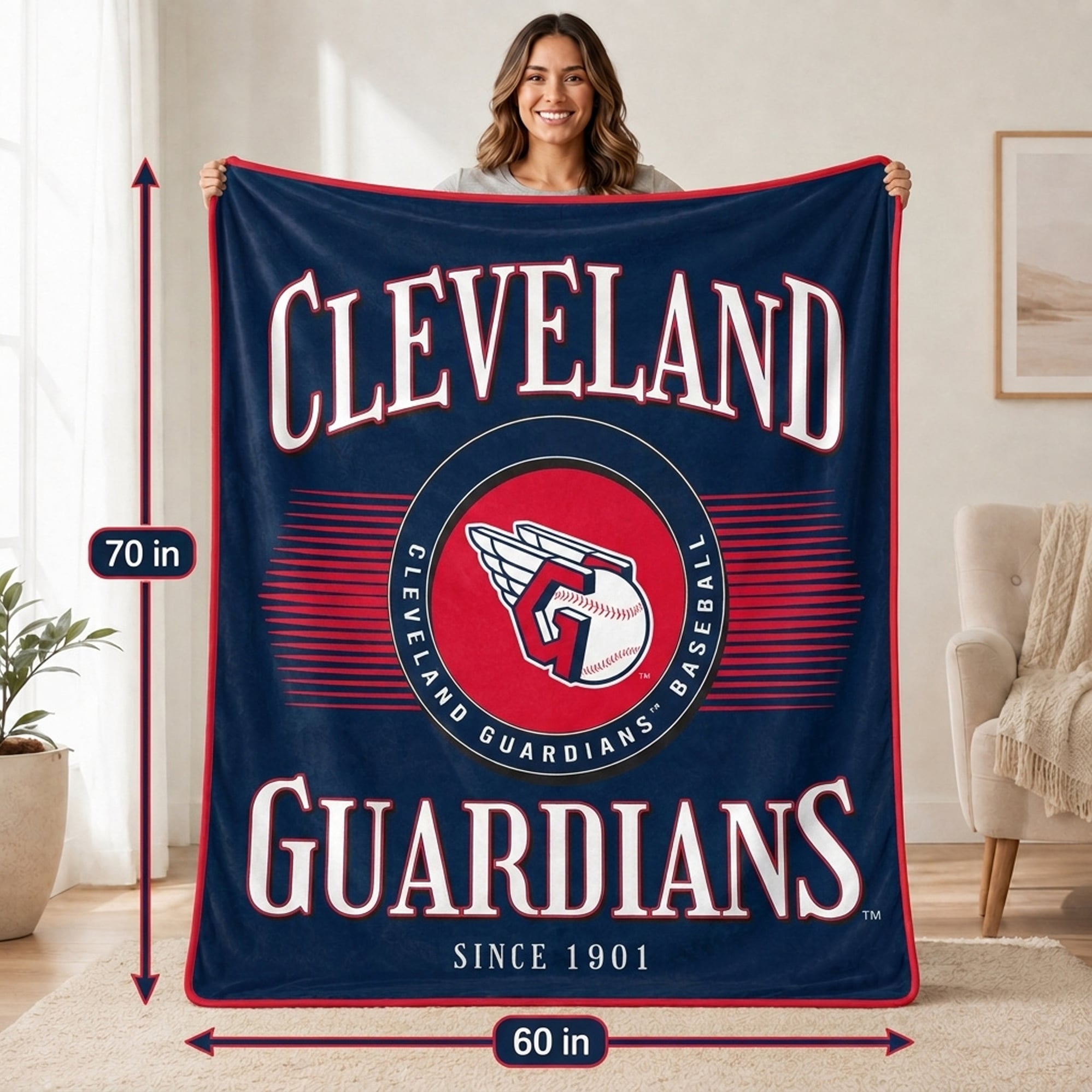 Couverture Pegasus Cleveland Guardians Spotlight Arch 60" x 70" ultra douce