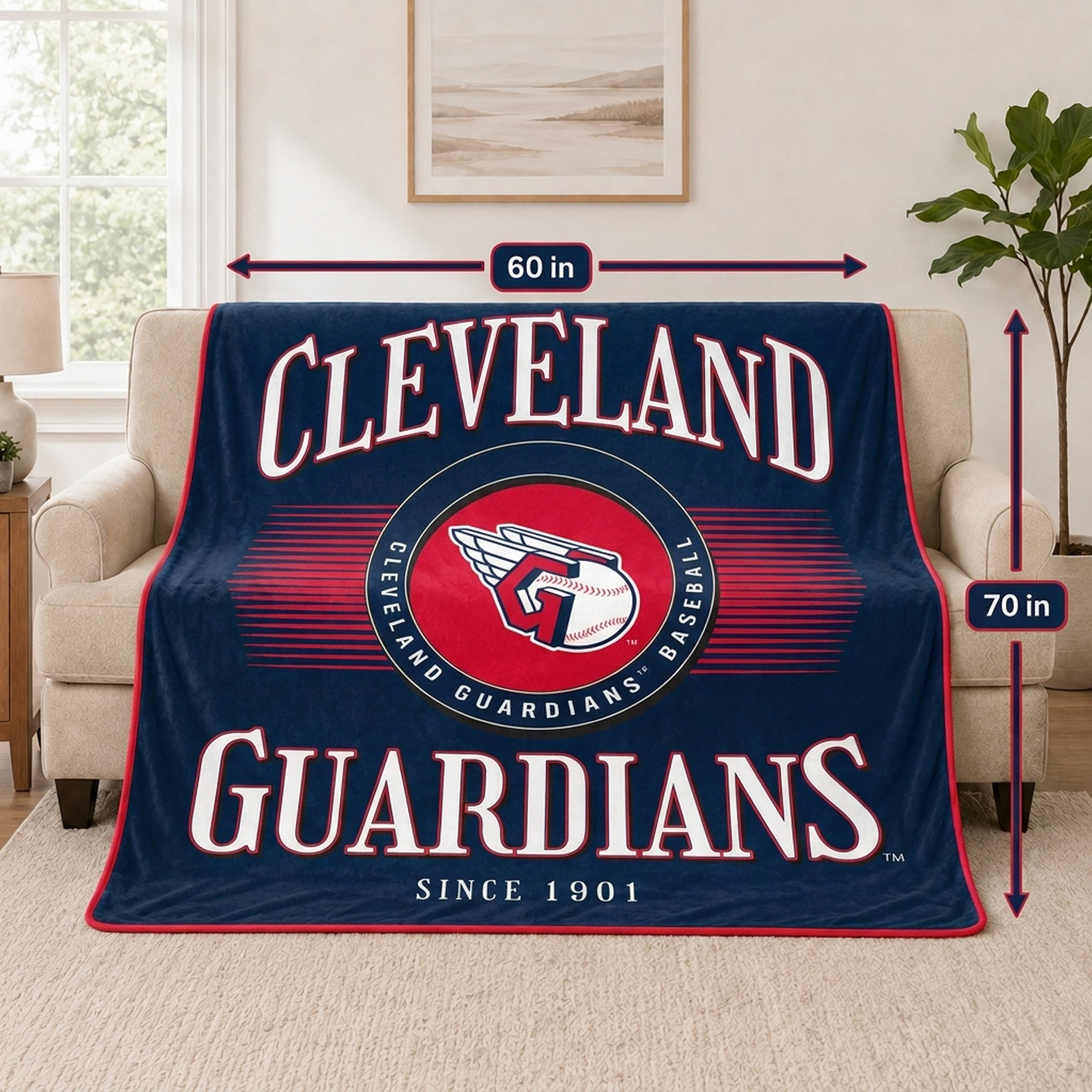 Couverture Pegasus Cleveland Guardians Spotlight Arch 60" x 70" ultra douce