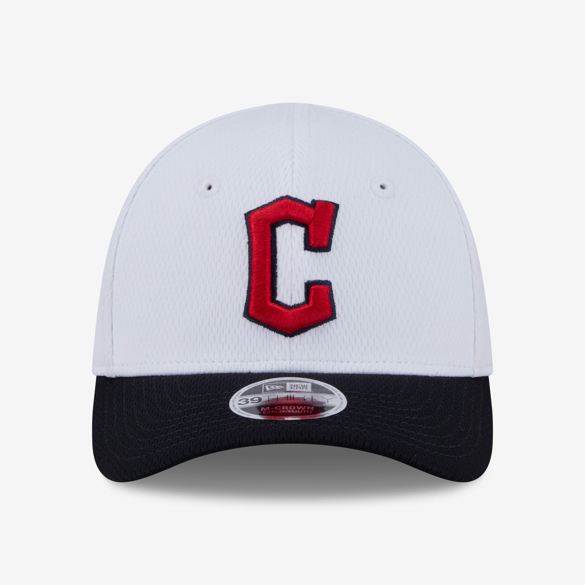 Casquette ajustable New Era blanche Cleveland Guardians Baseball 39THIRTY M-Crown pour tout-petit