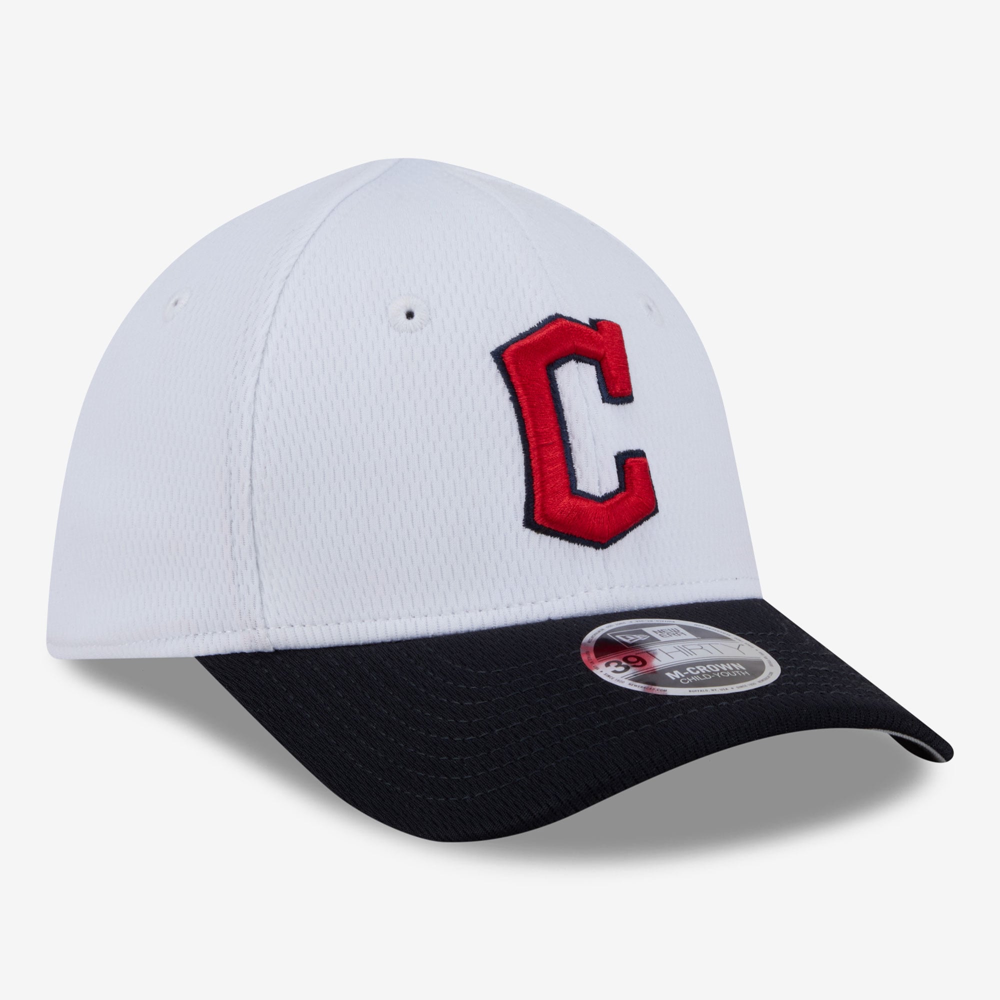 Casquette ajustable New Era blanche Cleveland Guardians Baseball 39THIRTY M-Crown pour tout-petit