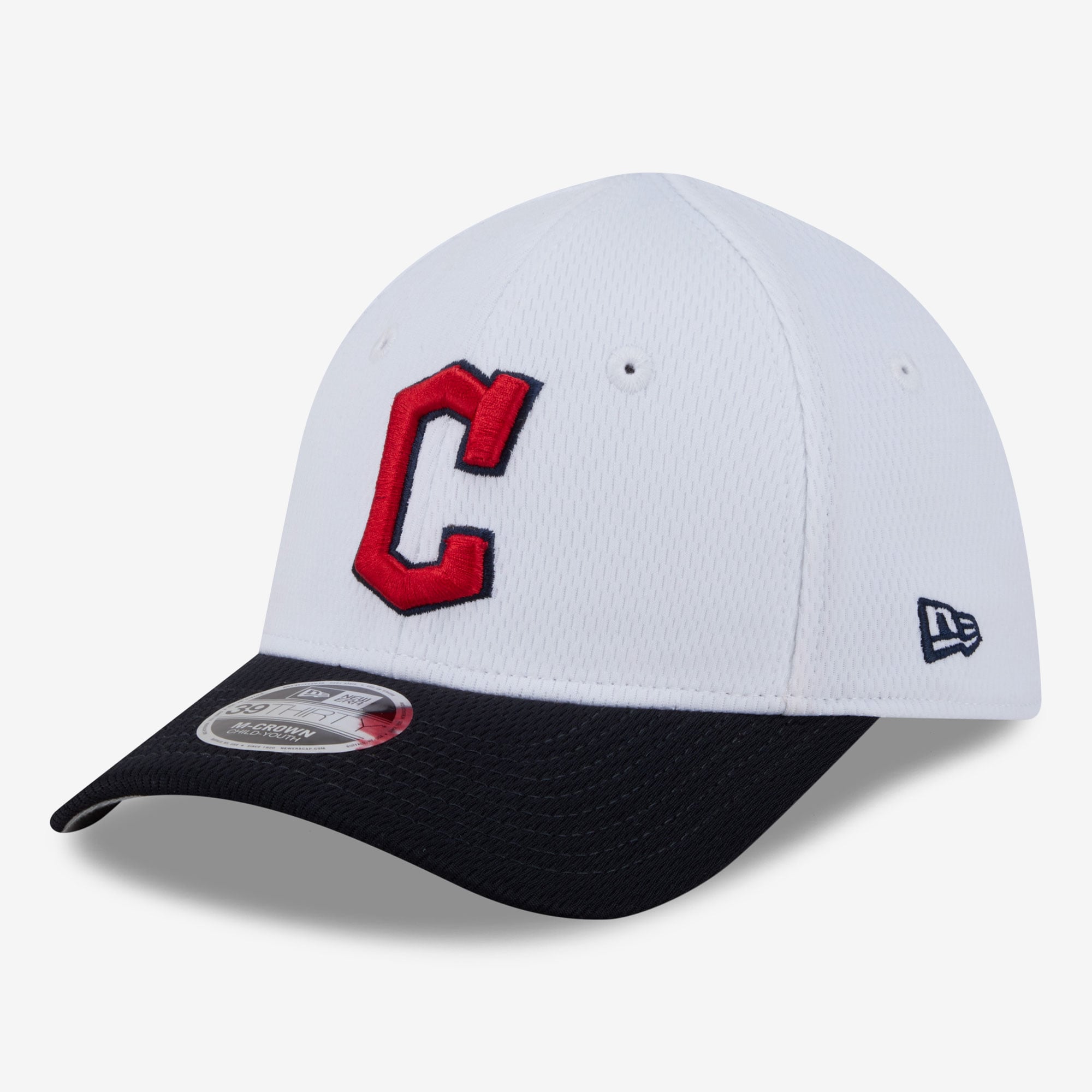 Casquette ajustable New Era blanche Cleveland Guardians Baseball 39THIRTY M-Crown pour tout-petit
