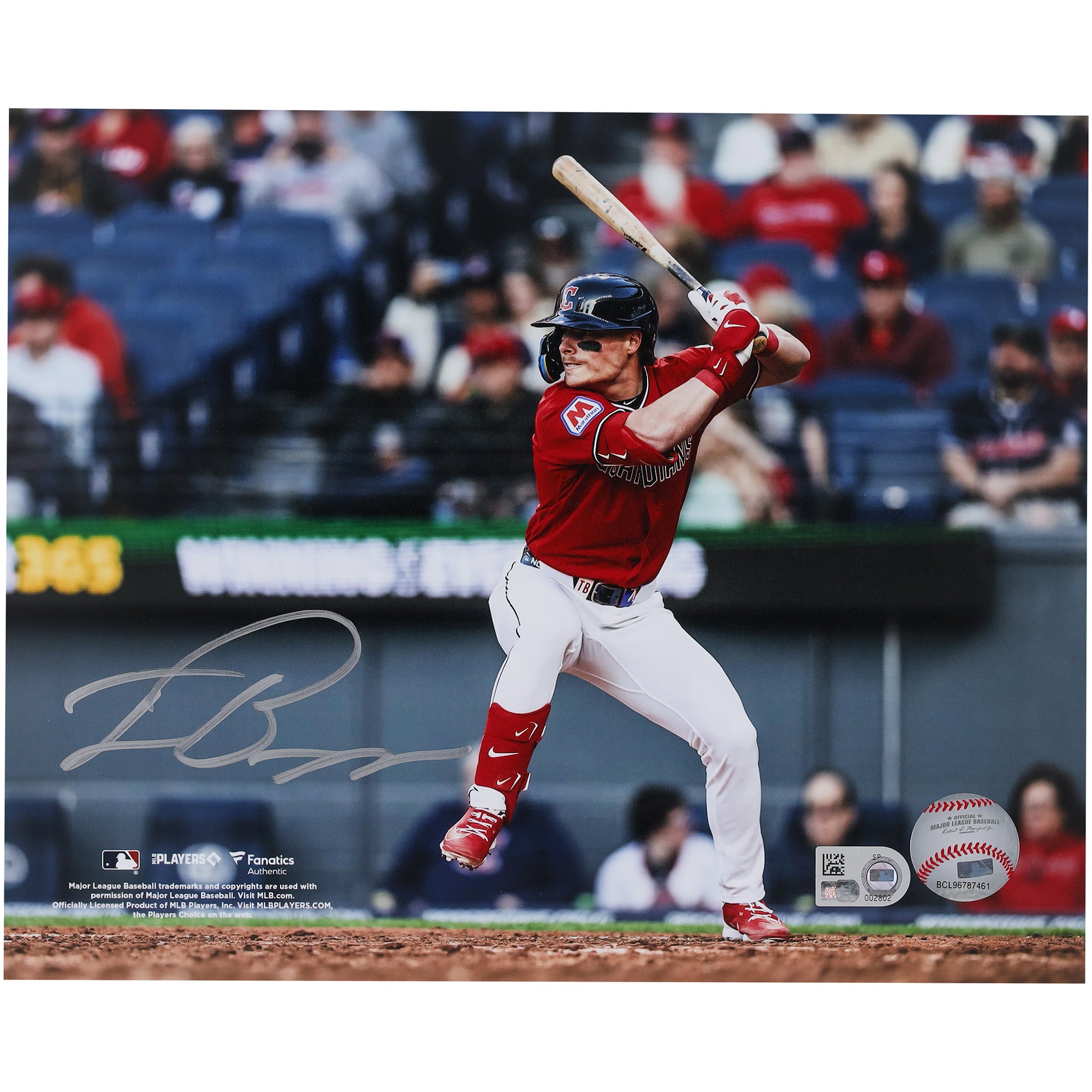 Photo de début en MLB autographiée de Travis Bazzana, Cleveland Guardians (8" x 10")