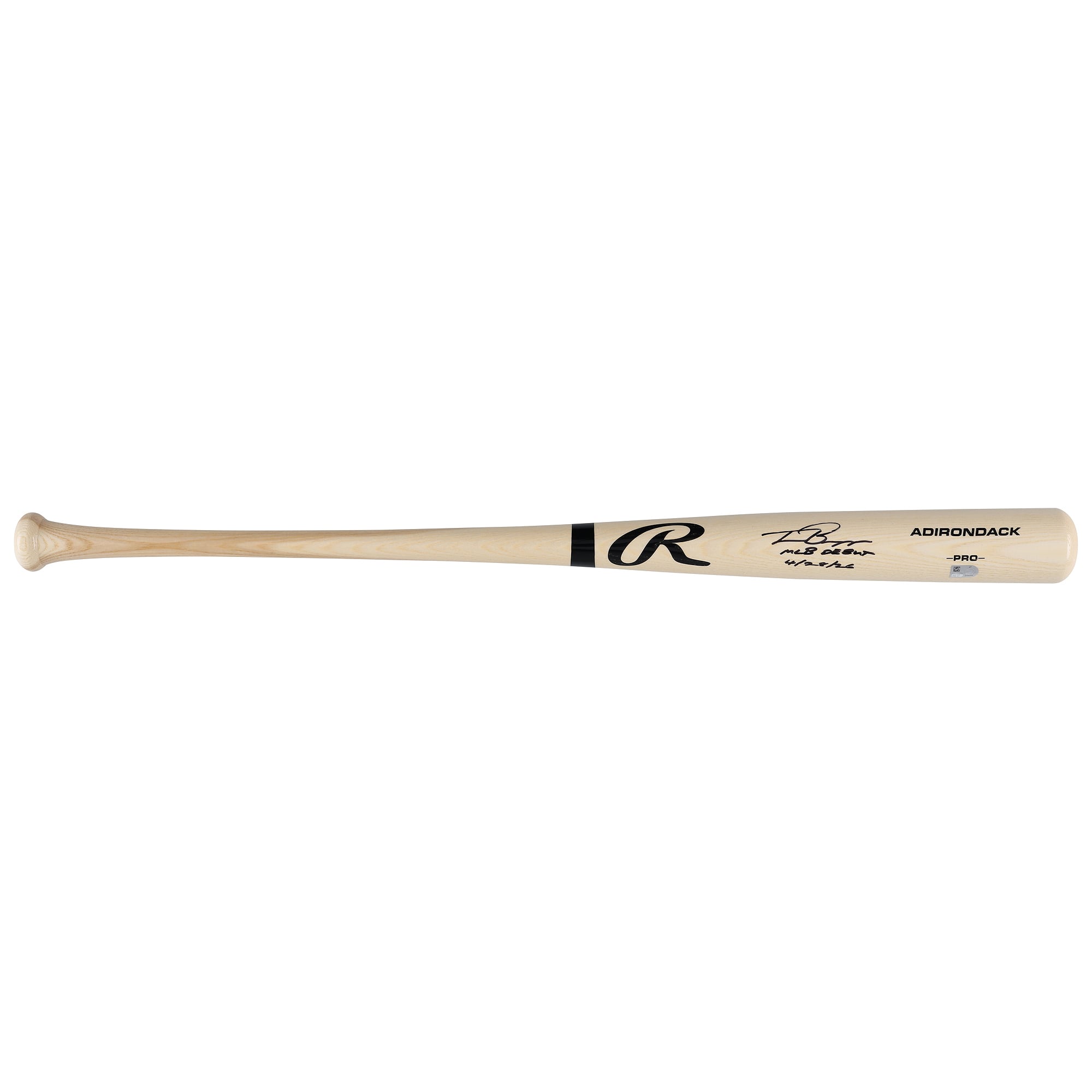 Travis Bazzana Cleveland Guardians Autographed Blonde Rawlings Pro Bat with "MLB Debut 4/28/26" Inscription