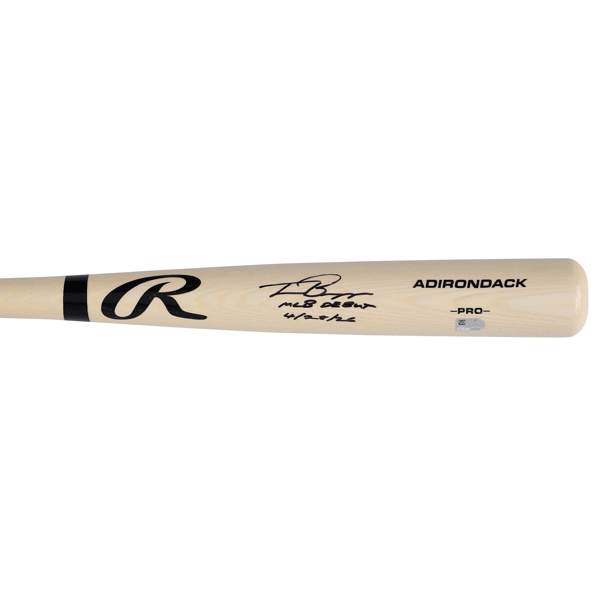 Travis Bazzana Cleveland Guardians Autographed Blonde Rawlings Pro Bat with "MLB Debut 4/28/26" Inscription