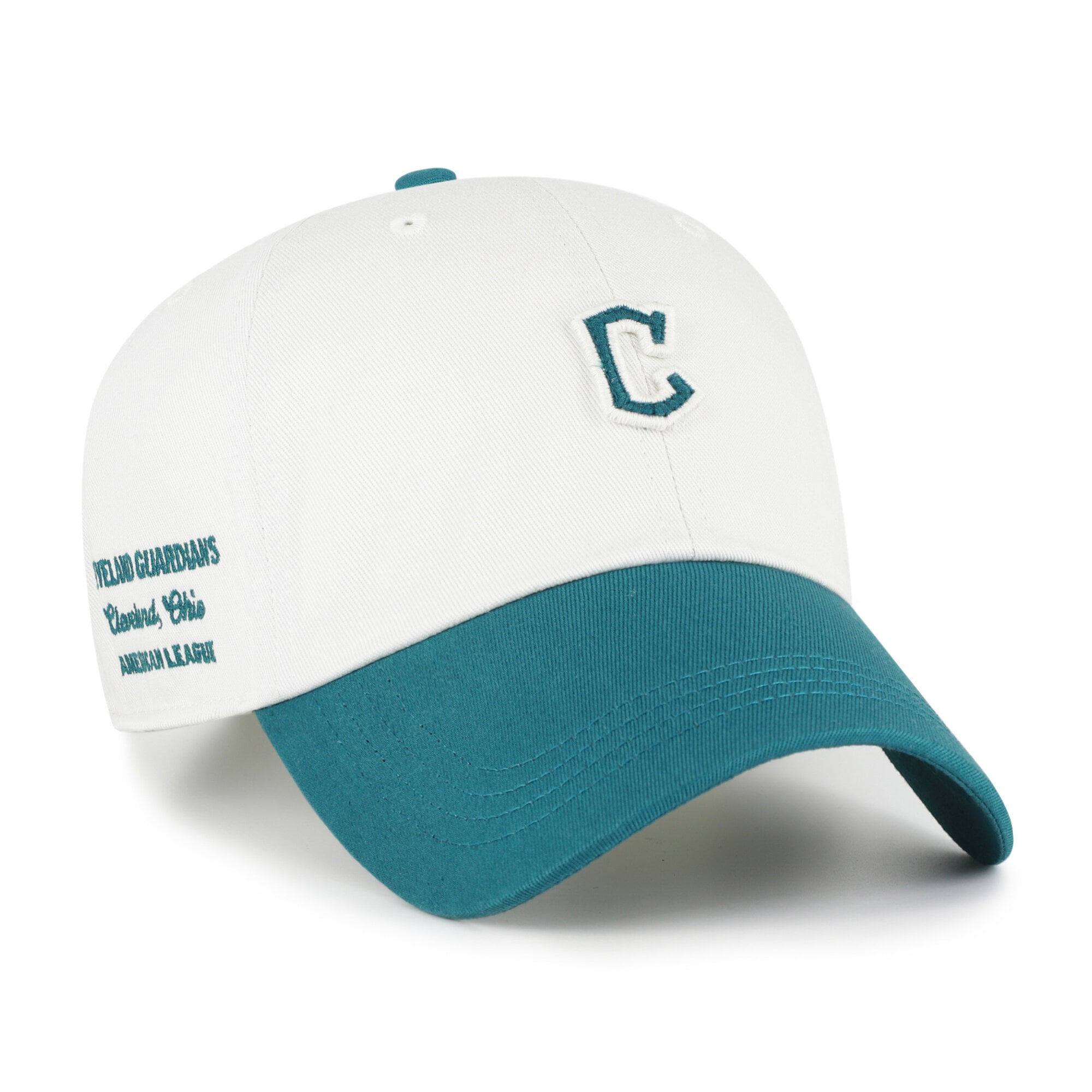 Unisex '47 White/Teal Cleveland Guardians Contemporary Tonal Clean Up Adjustable Hat