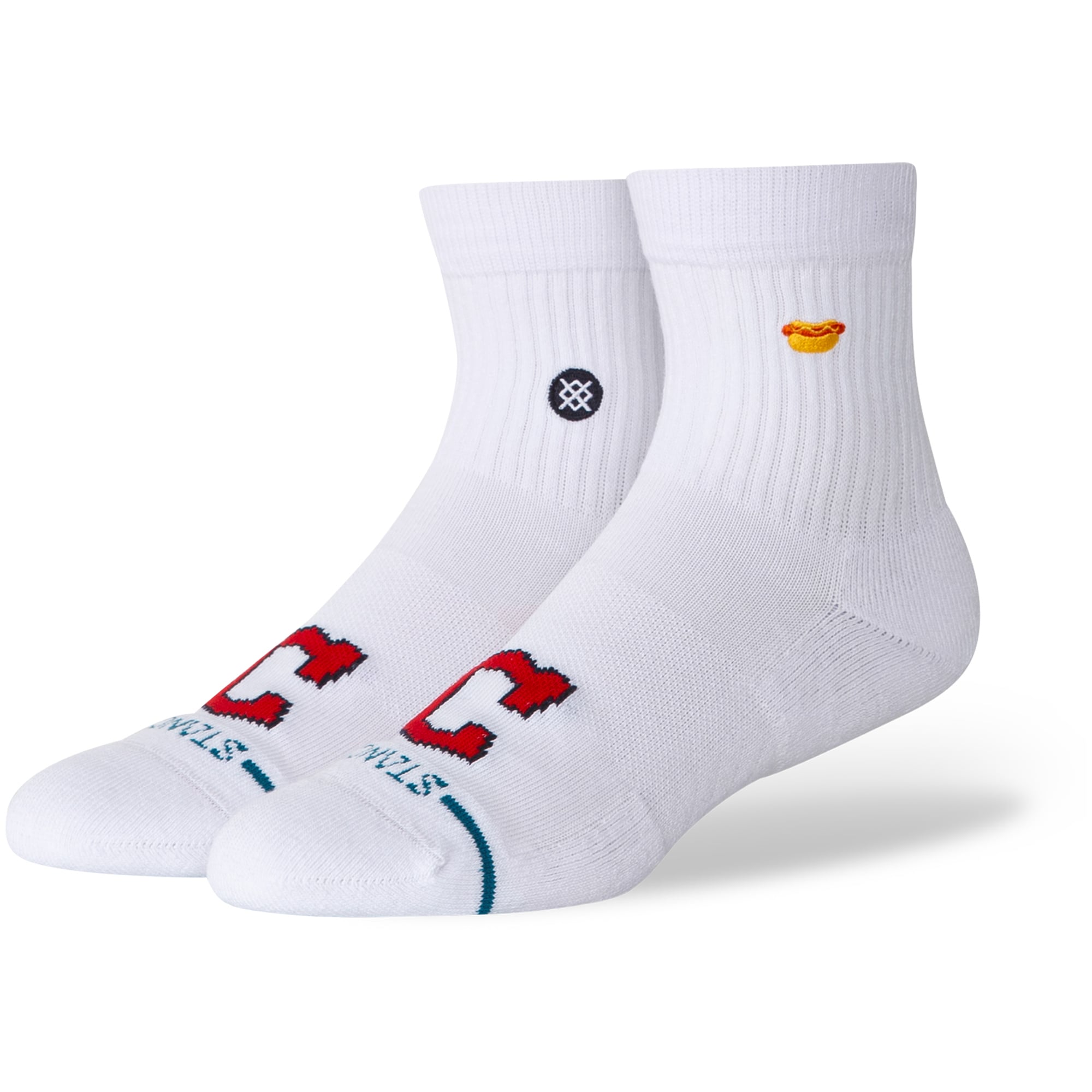 Chaussettes unisexes Stance blanches Cleveland Guardians Hot Dog Quarter