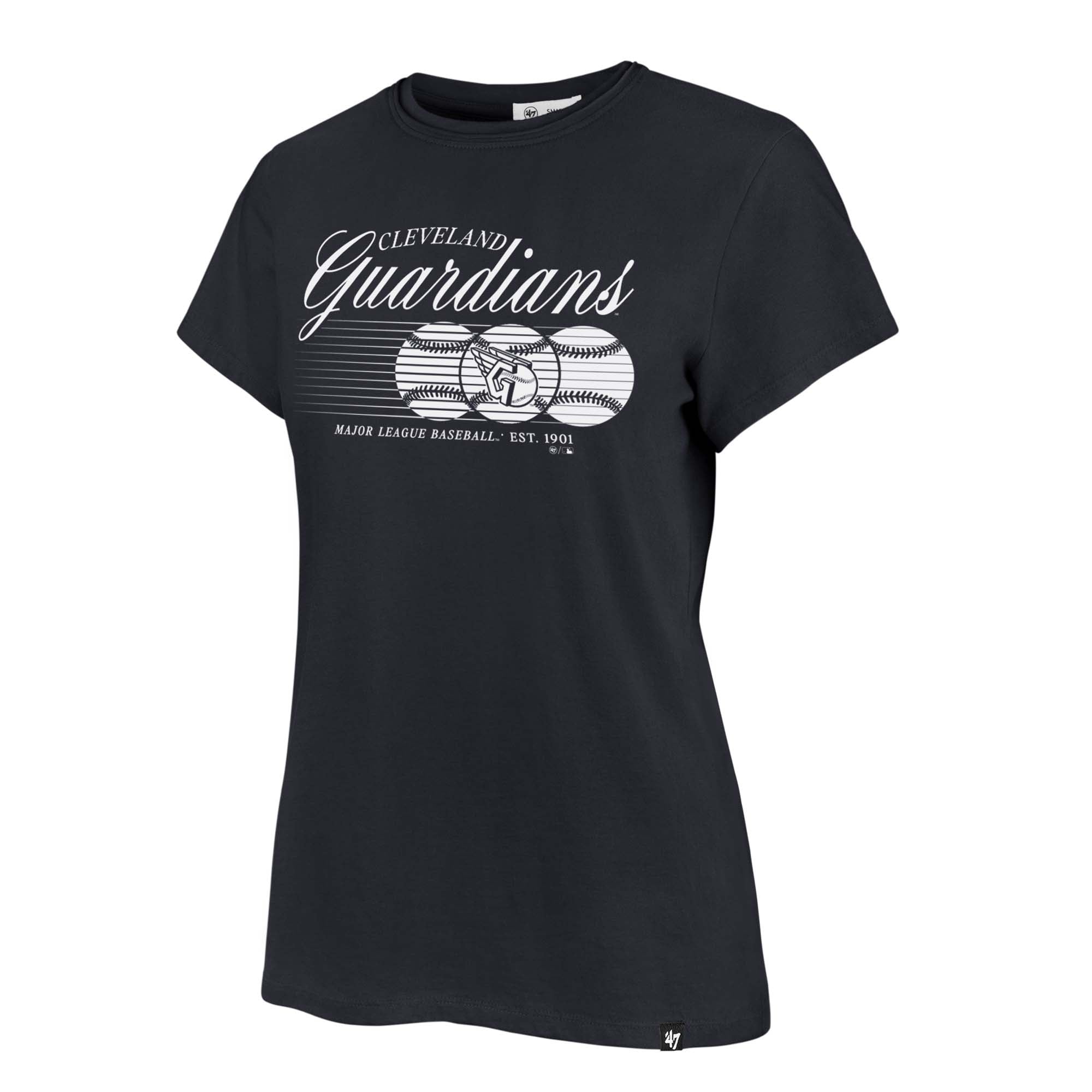 T-shirt Frankie Speed ​​Throw pour femmes, bleu marine, Cleveland Guardians, modèle 47
