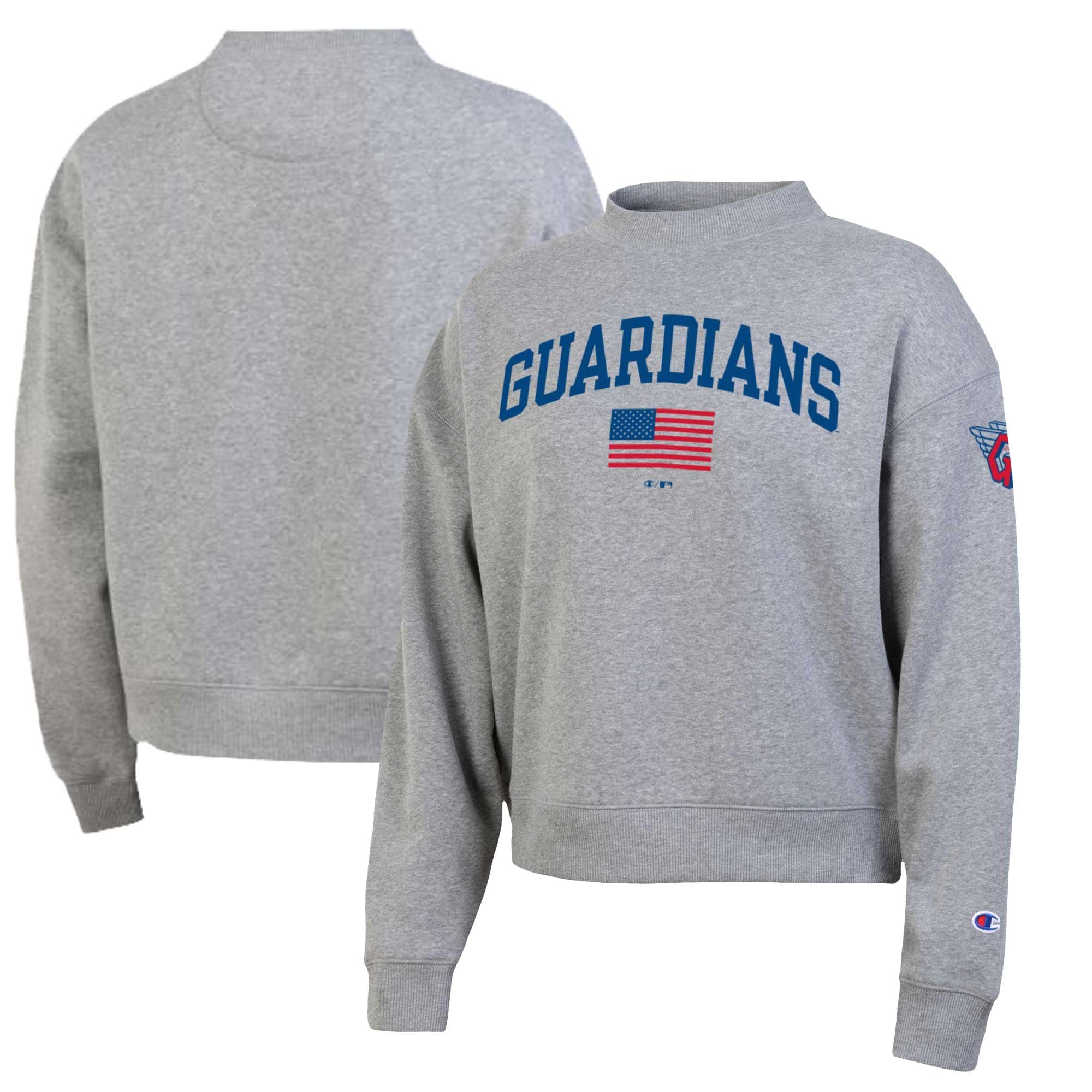 Sweat-shirt en polaire tri-blend Champion gris chiné pour femme, modèle Cleveland Guardians Americana Triumph.