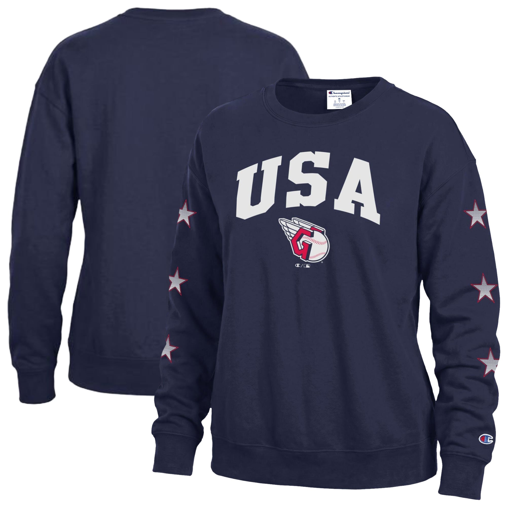 Sweat-shirt à col rond en polaire Champion bleu marine Cleveland Guardians Americana pour femme