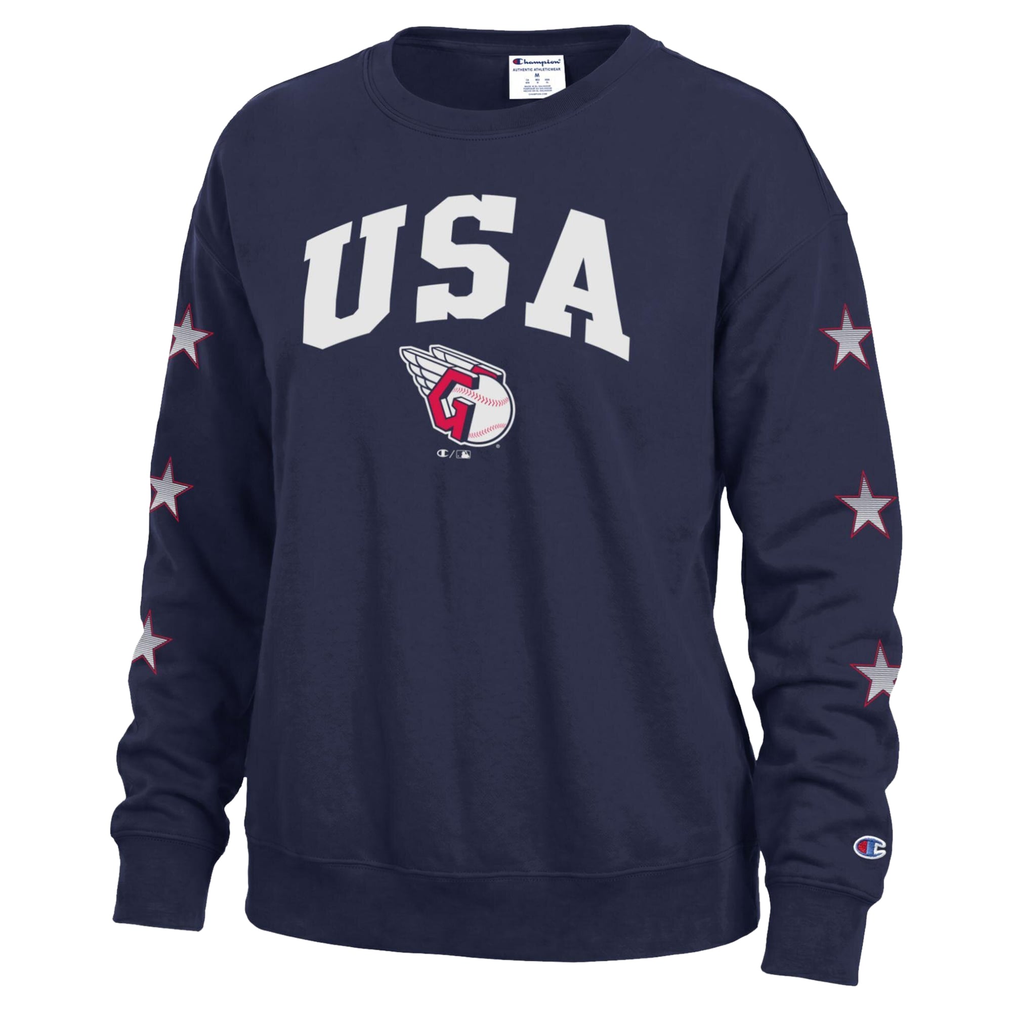 Sweat-shirt à col rond en polaire Champion bleu marine Cleveland Guardians Americana pour femme