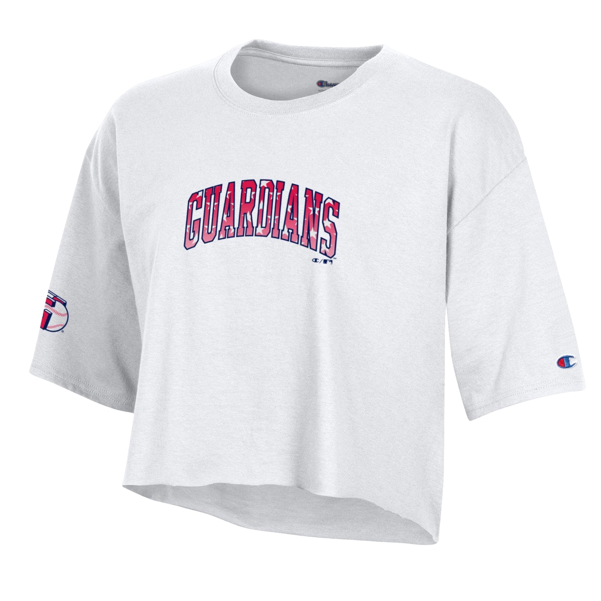 T-shirt court boyfriend blanc Champion Cleveland Guardians pour femme, style américain