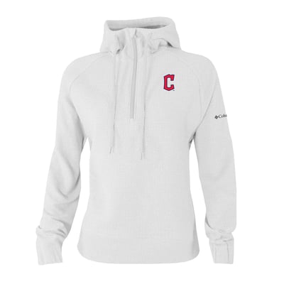 Cleveland Guardians Columbia Women's  Swingcraft Tri-Blend Half-Zip Hoodie - White