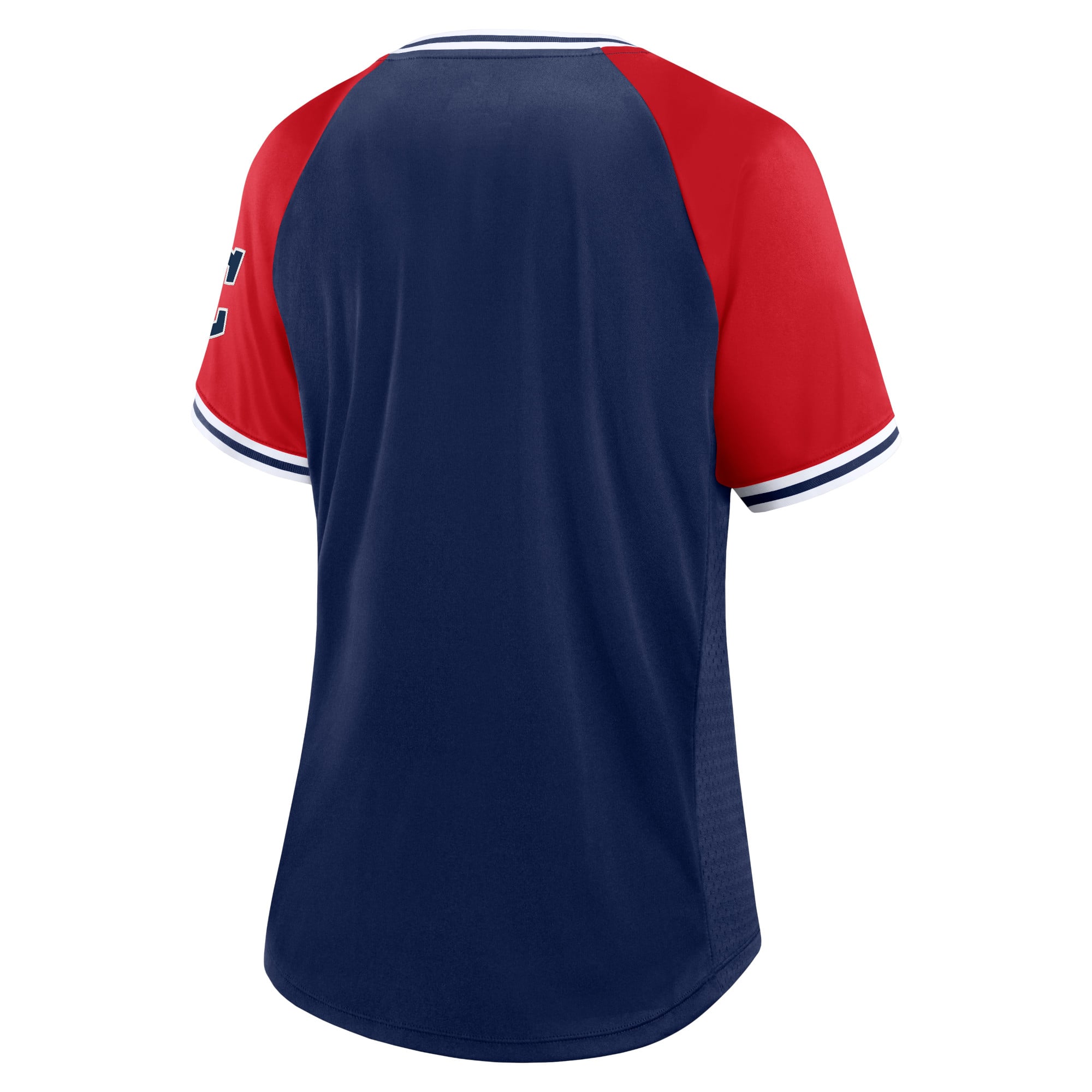 T-shirt à col en V Fanatics pour femmes, bleu marine, Cleveland Guardians Glitz & Glam League Diva Raglan