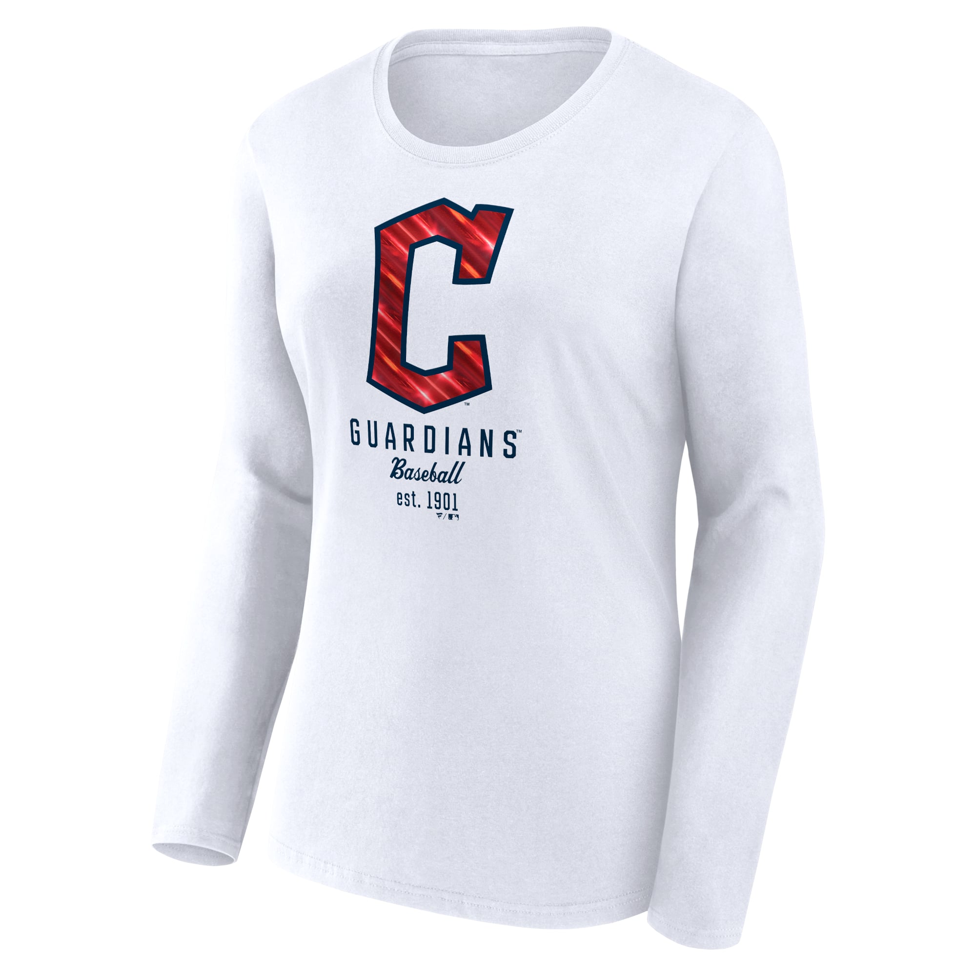 Women's Fanatics White Cleveland Guardians Lightweight Fitted Long Sleeve T-Shirt