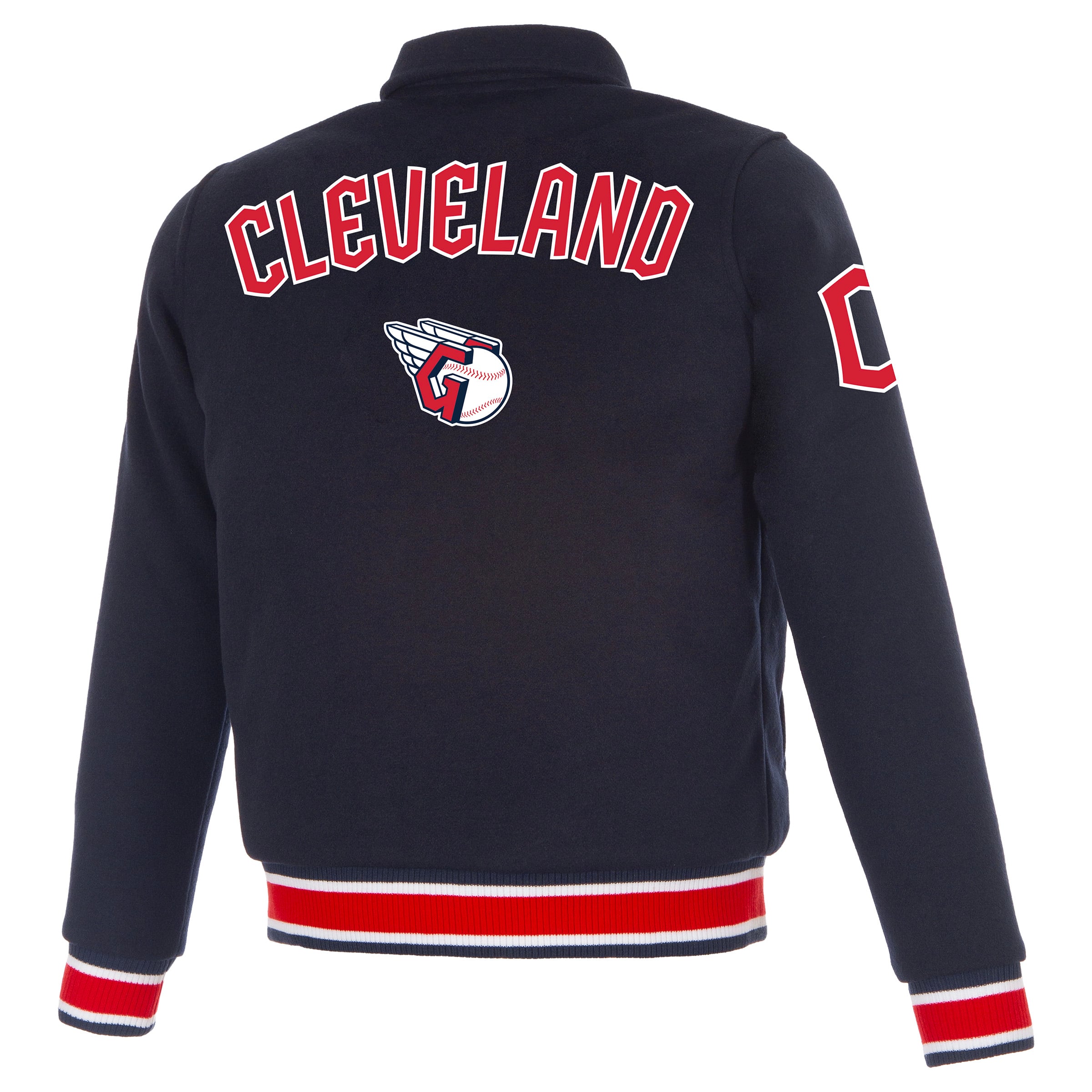 Veste réversible en laine à boutons-pression pour femme JH Design, modèle Cleveland Guardians, bleu marine