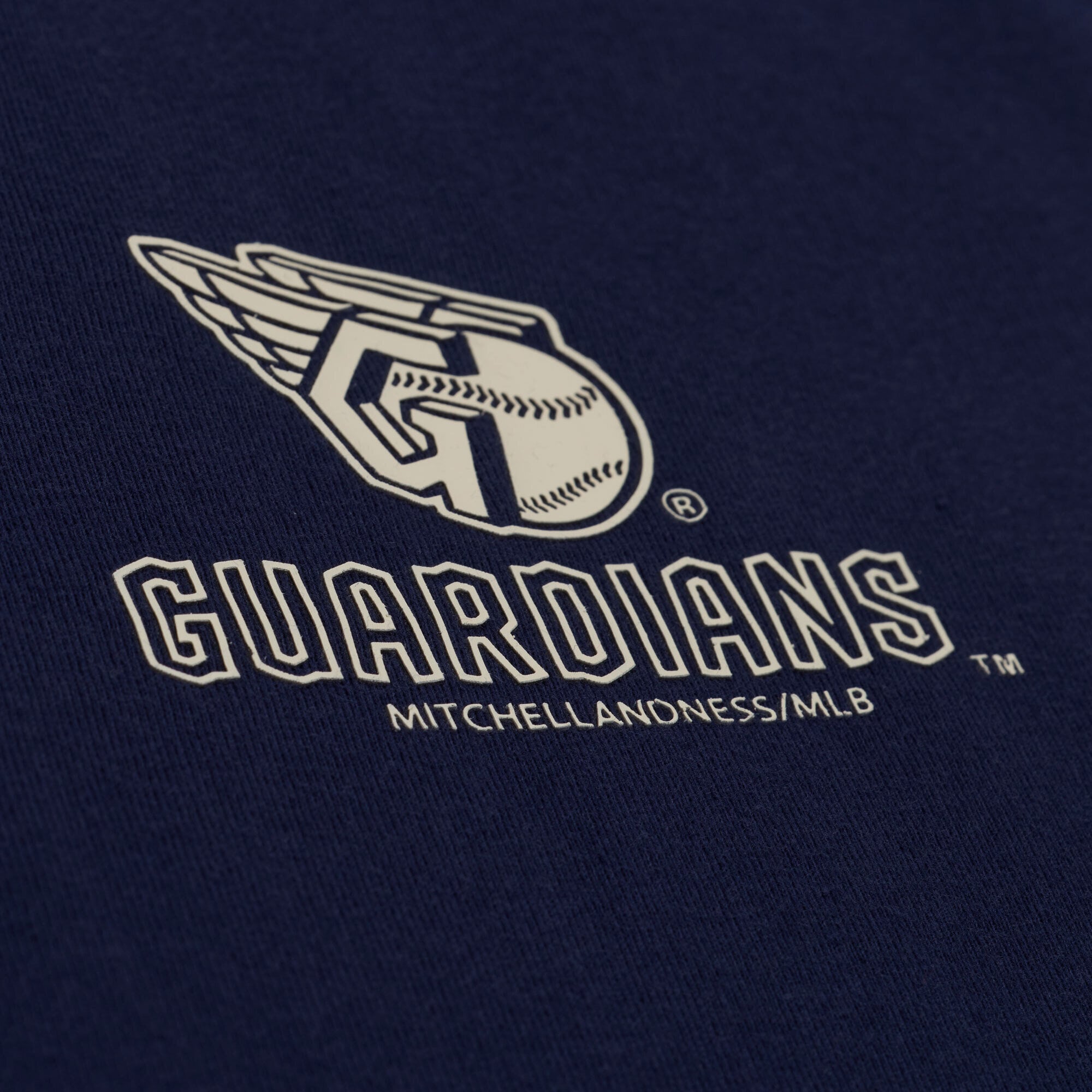 T-shirt court à manches carrées Mitchell & Ness bleu marine Cleveland Guardians pour femme