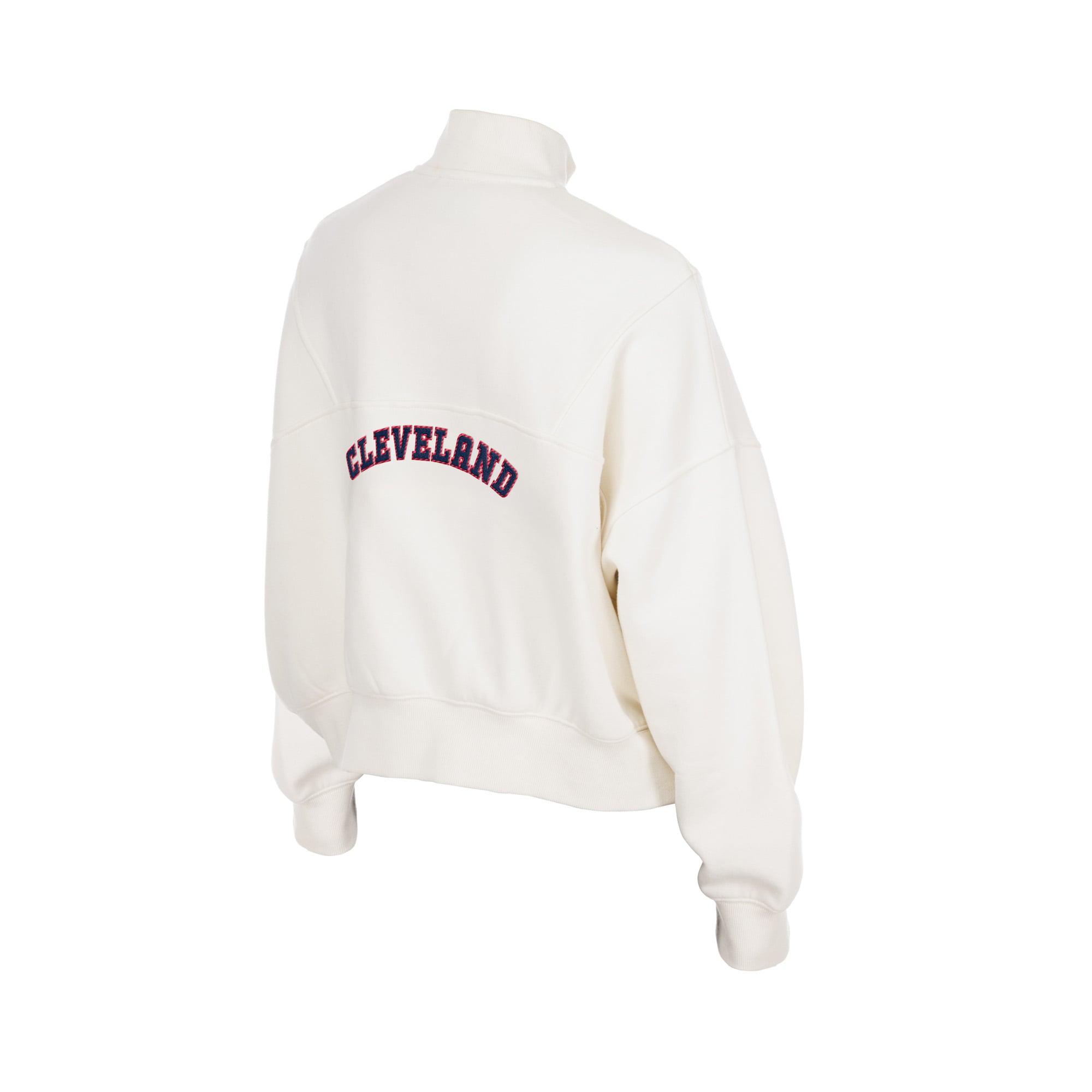 Pull polaire New Era beige clair Cleveland Guardians Dune Dust à col zippé pour femme