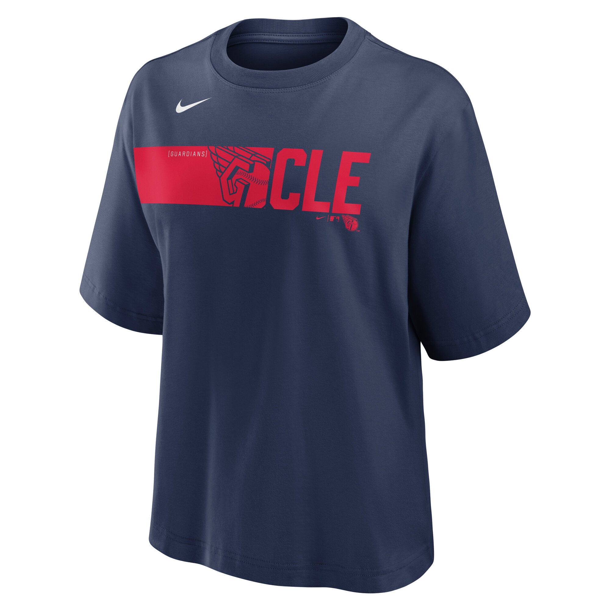 Women's Nike  Navy Cleveland Guardians Knockout Boxy T-Shirt