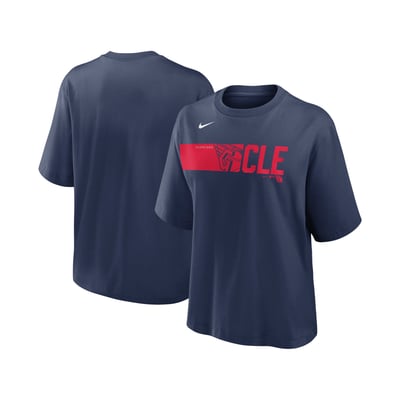  Cleveland Guardians Nike Women's Knockout Boxy T-Shirt - Navy