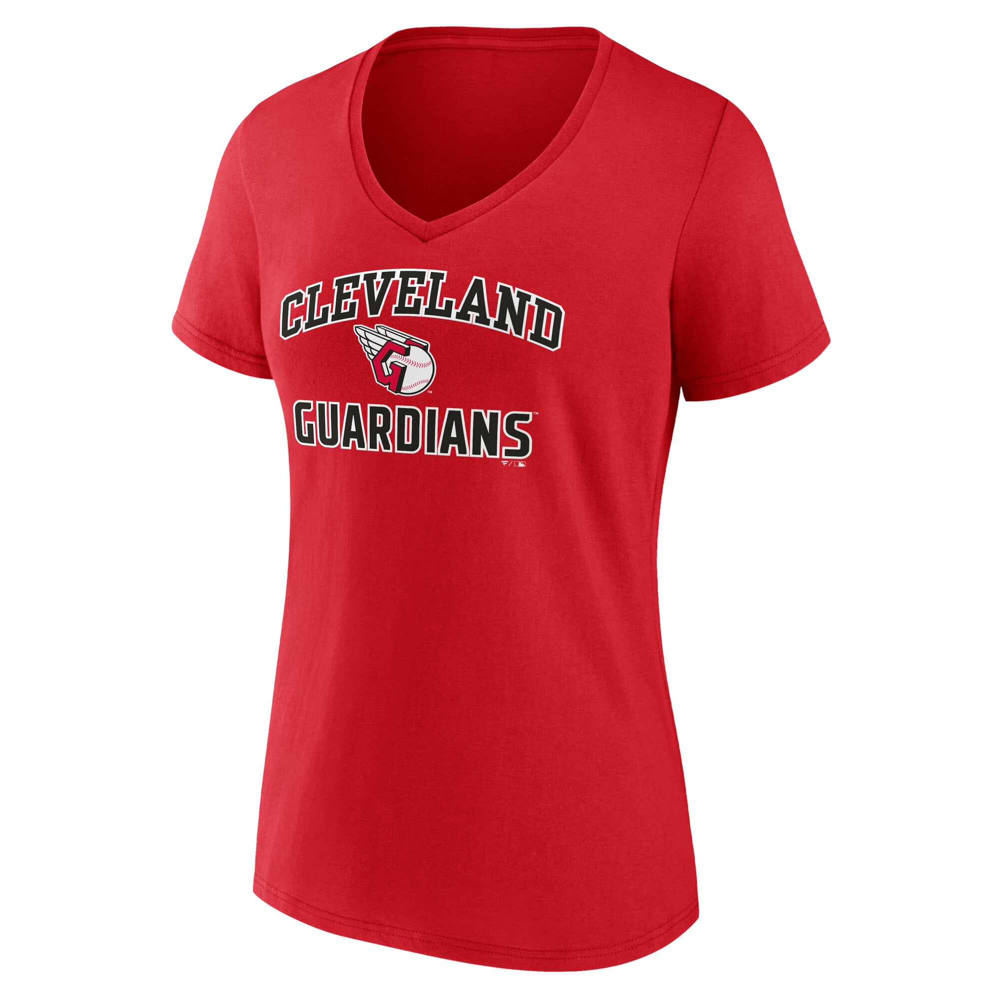 T-shirt à col en V rouge Cleveland Guardians Heart & Soul pour femmes
