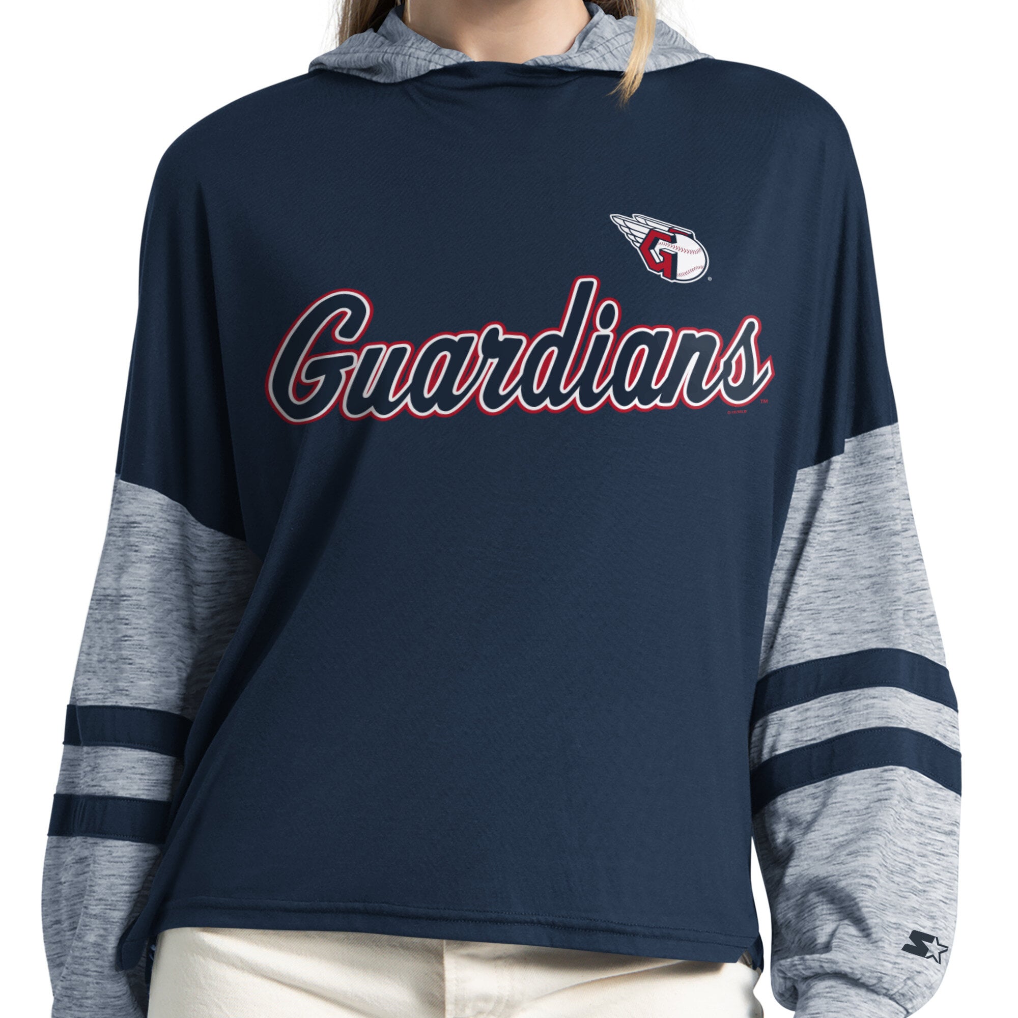 Sweat à capuche léger Starter Navy Cleveland Guardians Fuel Up pour femme