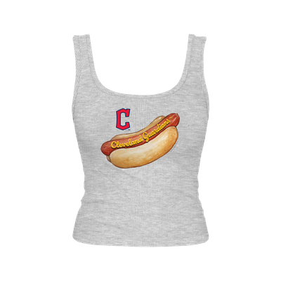 Cleveland Guardians Tiny Turnip Women's Emmy Hot Dog Tri-Blend Tank Top - Gray