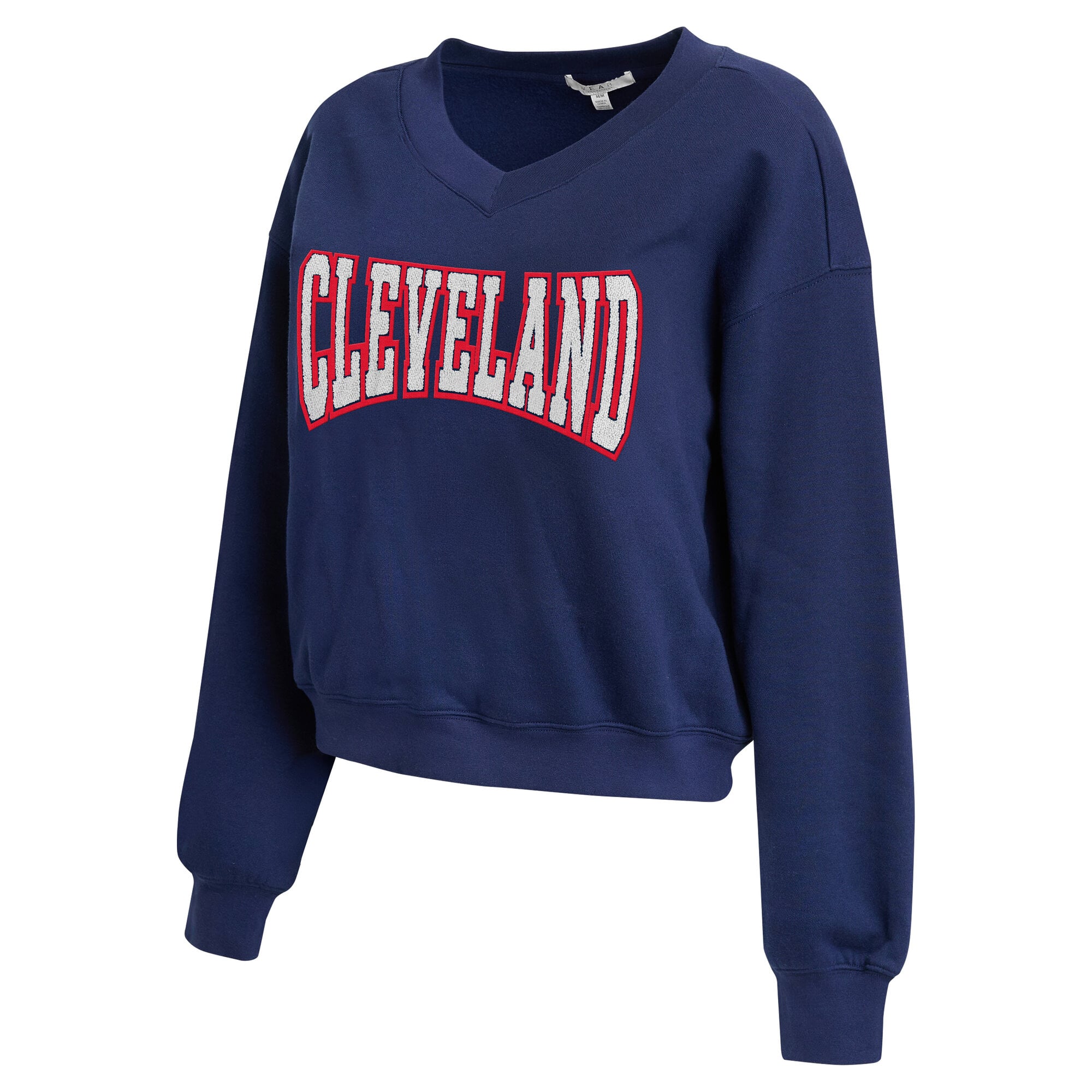 Women's WEAR by Erin Andrews Navy Cleveland Guardians Fleece V-Neck Set