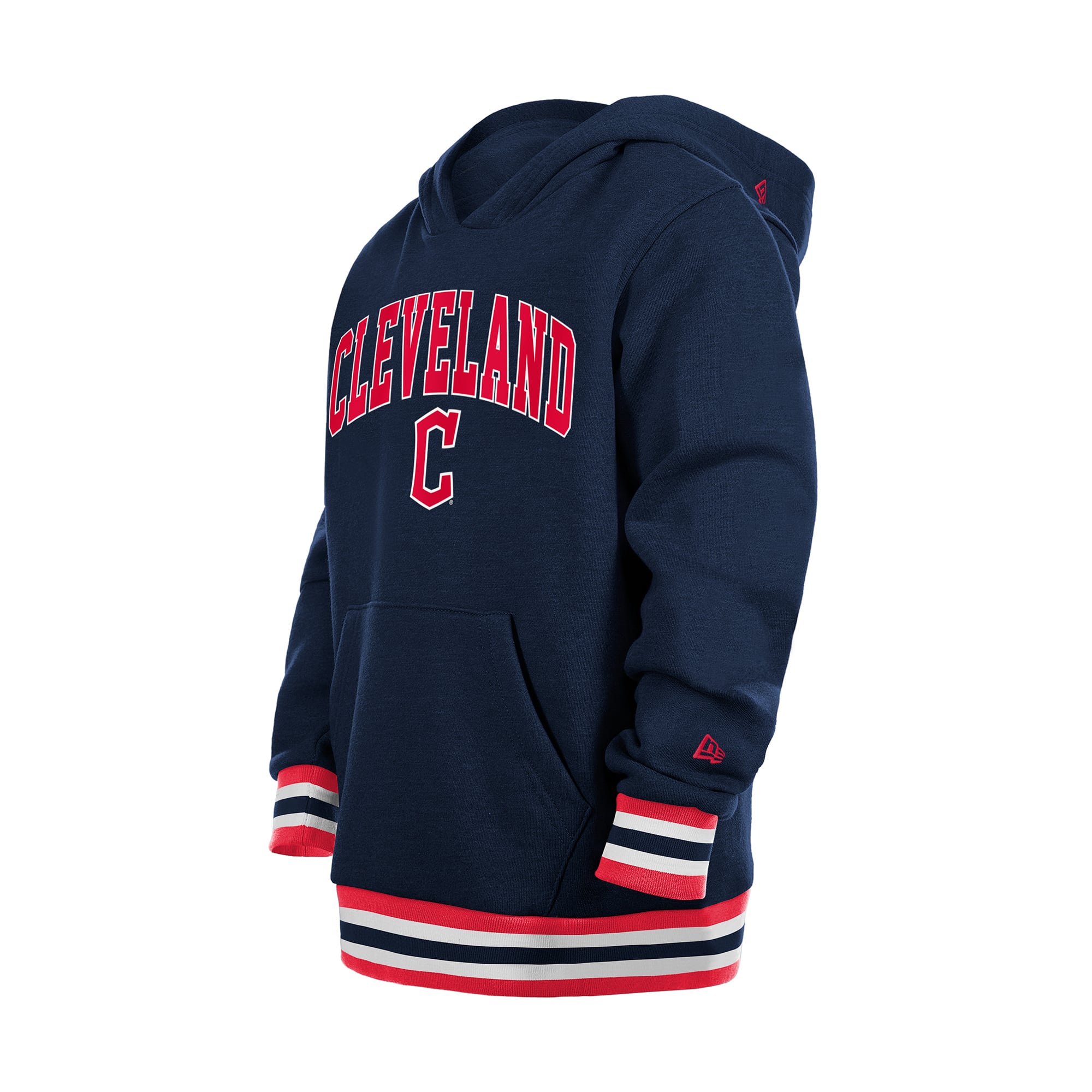 Youth New Era Navy Cleveland Guardians Knit Trim Pullover Hoodie