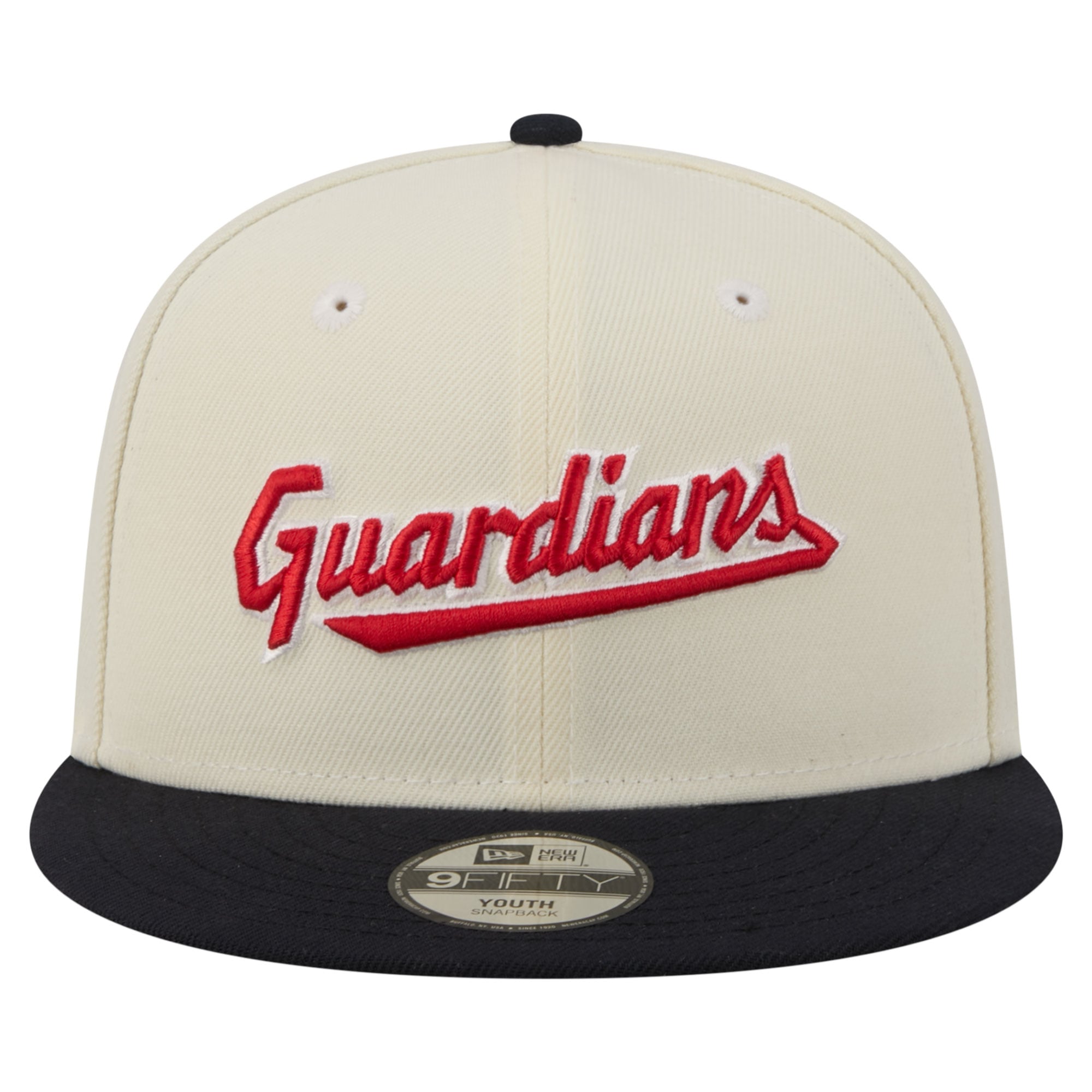 Youth New Era White Cleveland Guardians Two-Tone 9FIFTY Snapback Hat