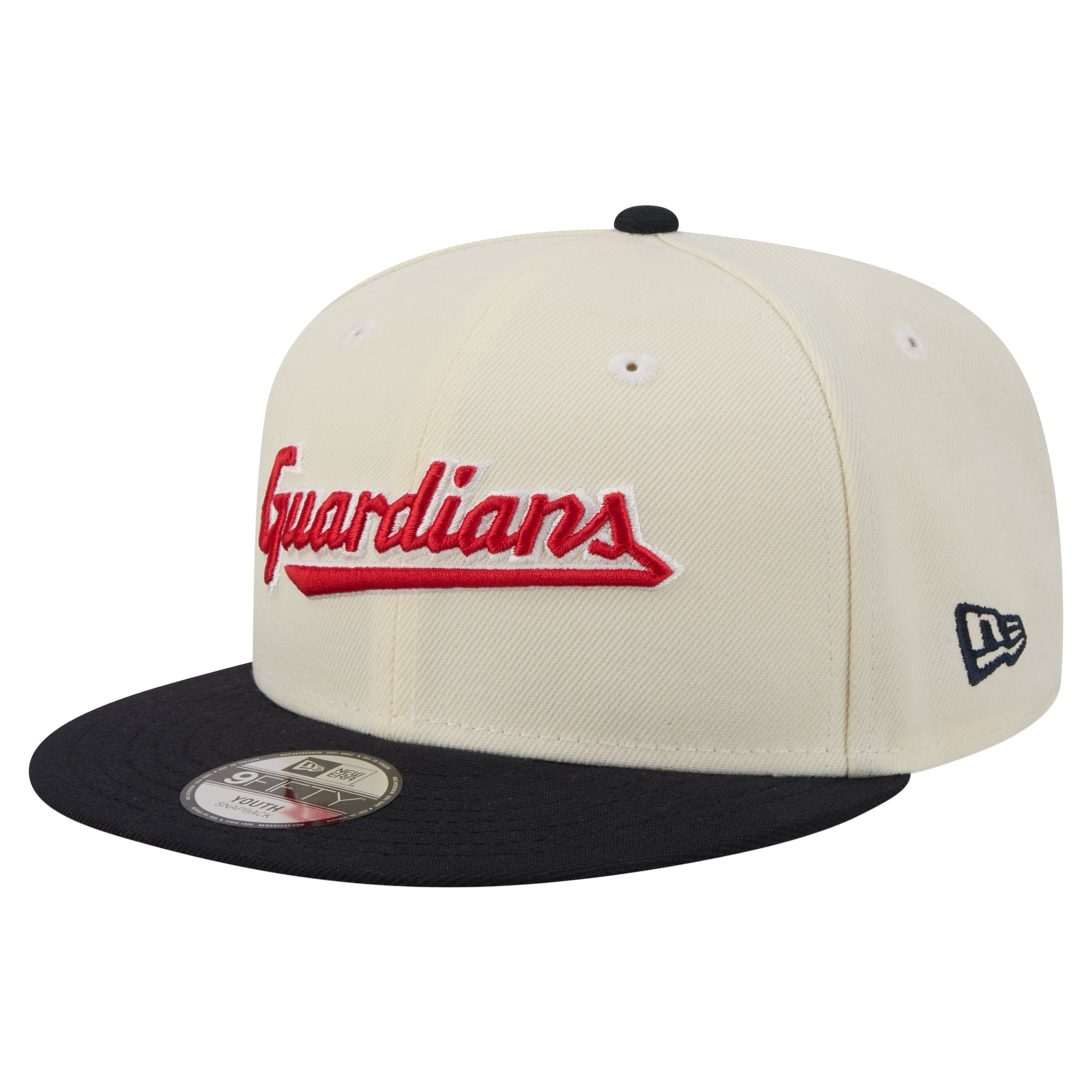 Youth New Era White Cleveland Guardians Two-Tone 9FIFTY Snapback Hat